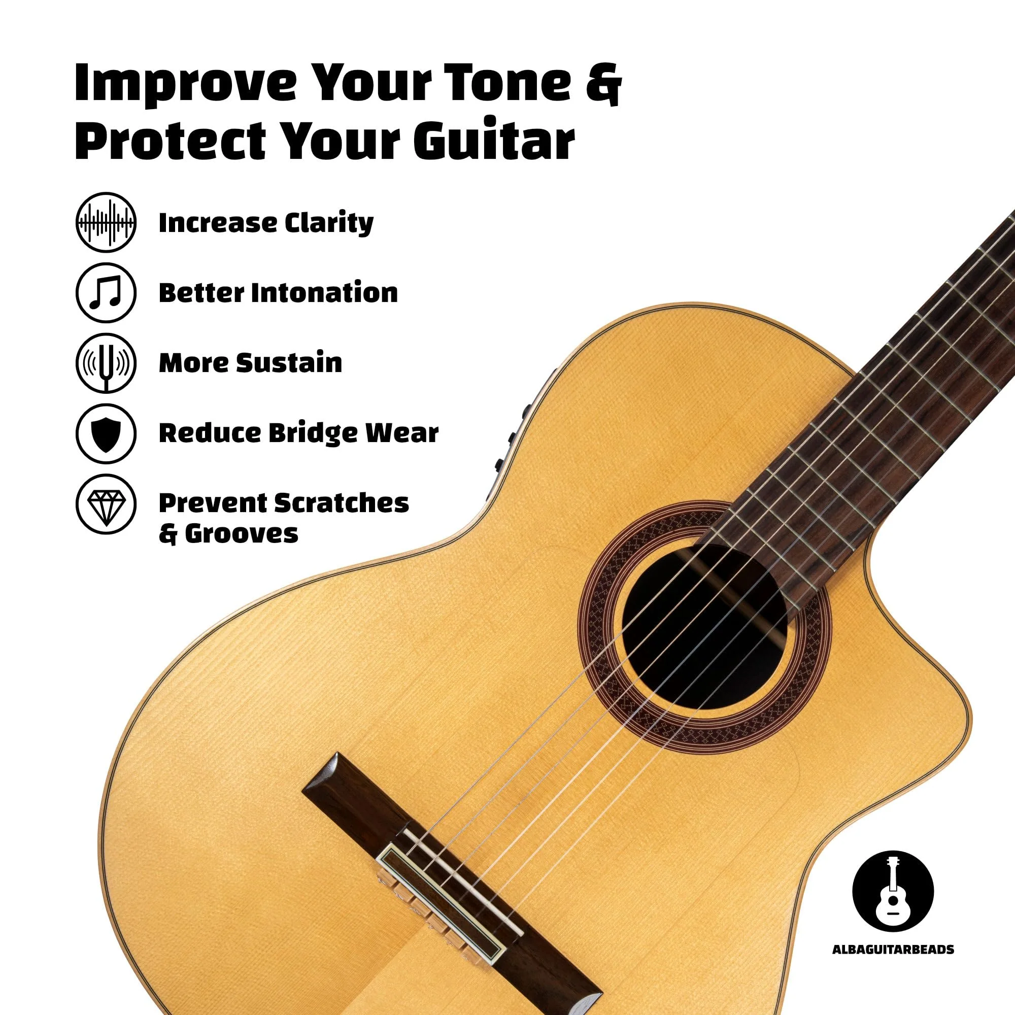 Classical Guitar Beads in Light Brown Wood Pattern for Acoustic Guitar Flamenco Guitar with Nylon Strings - Image 4
