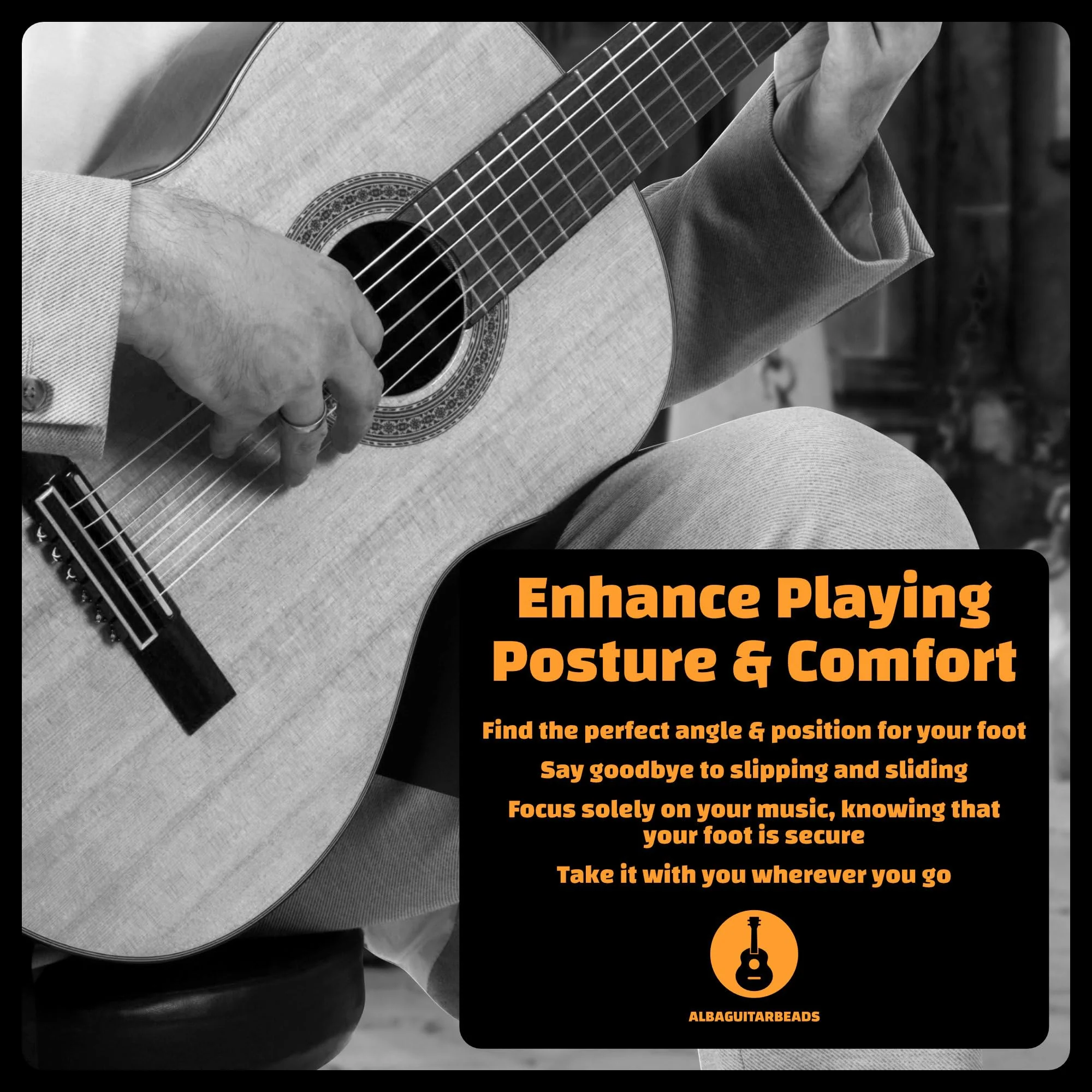 Classical Guitar Foot Rest, Acoustic Guitar Foot Stool, Adjustable Foot Rest, Alba guitar beads Foot Rest - Image 5