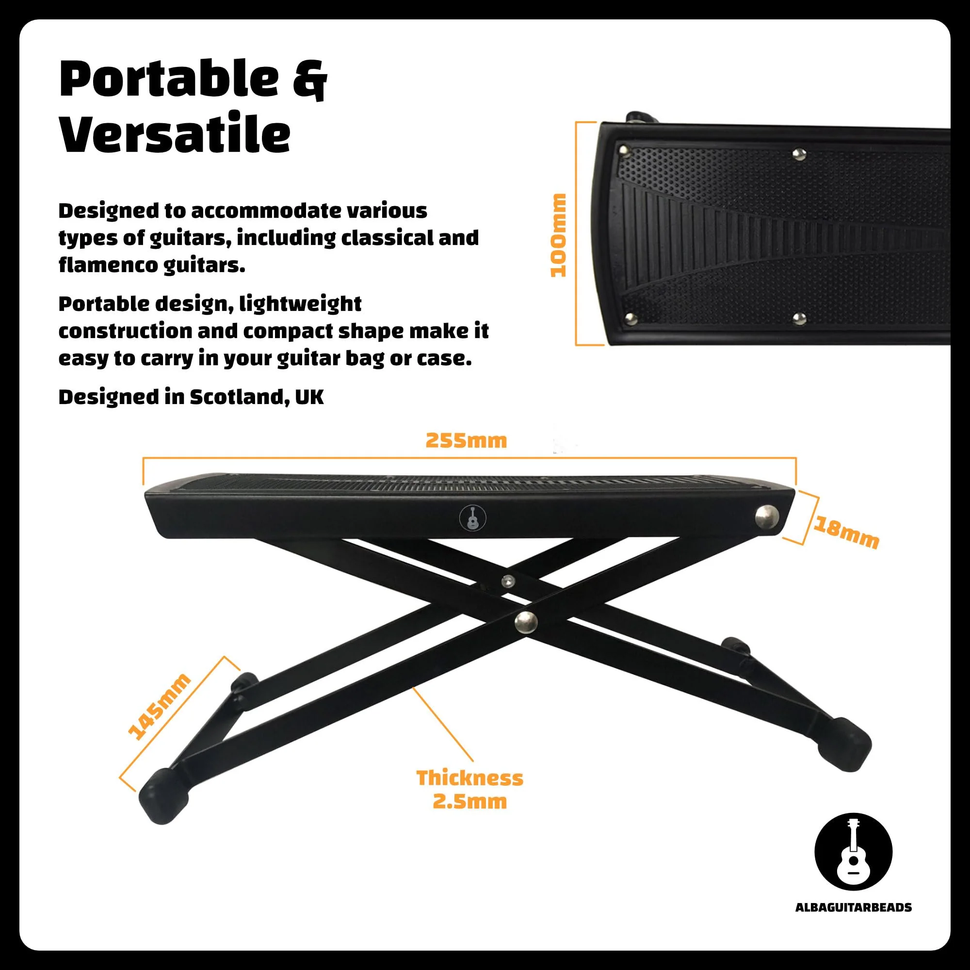 Classical Guitar Foot Rest, Acoustic Guitar Foot Stool, Adjustable Foot Rest, Alba guitar beads Foot Rest - Image 7
