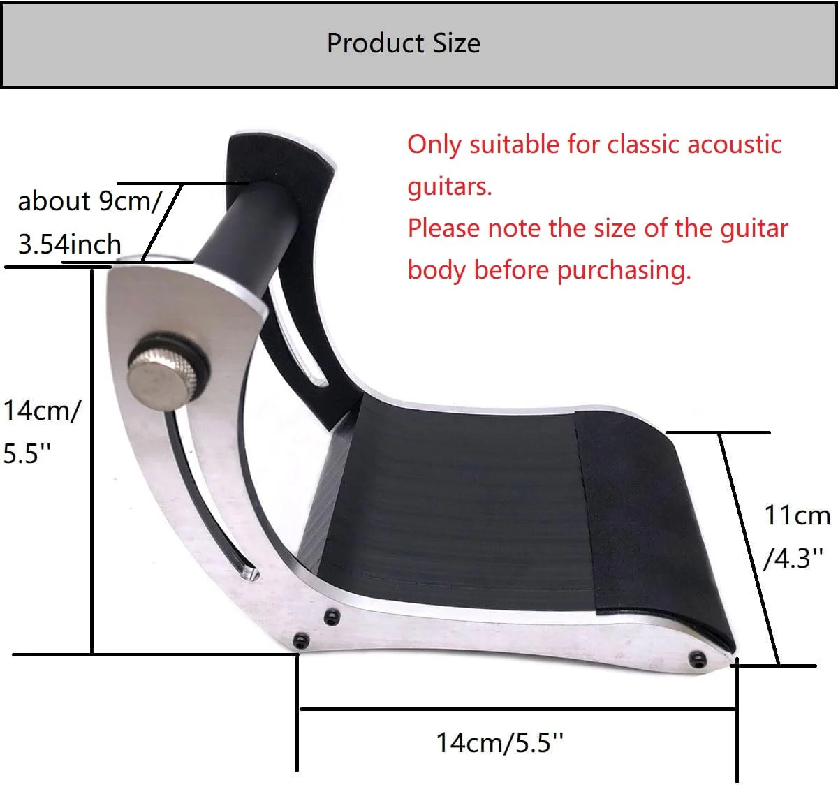 Classical Guitar Support Professional Guitar Rest Support Guitar Foot Stool Adjustable Classical Guitar Lifter Guitar Leg Rest Bracket for Classical Guitarists Black - Image 6