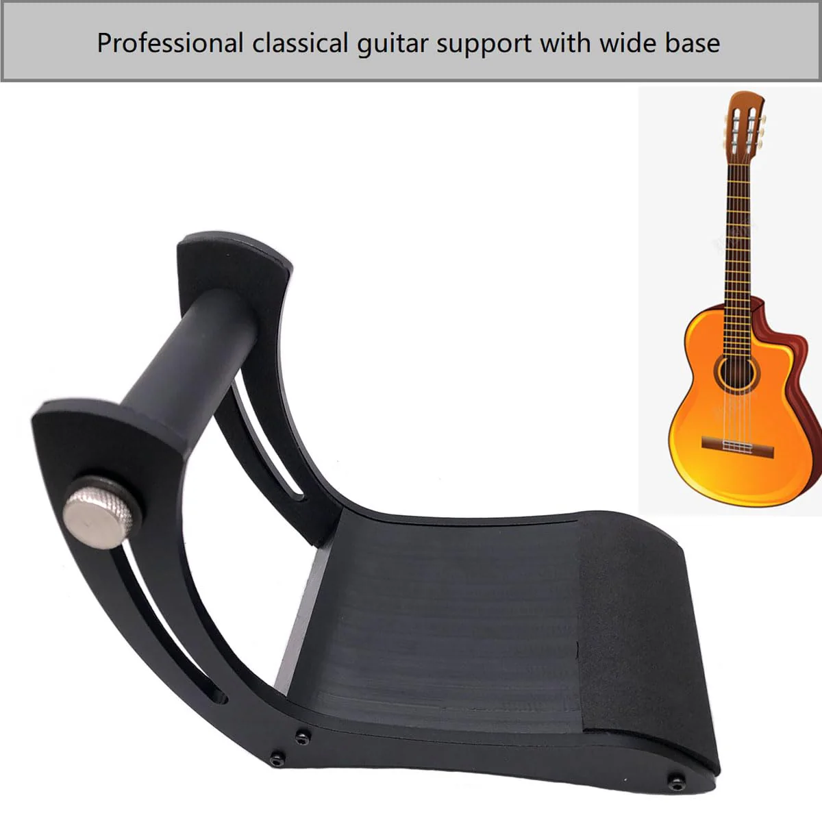 Classical Guitar Support Professional Guitar Rest Support Guitar Foot Stool Adjustable Classical Guitar Lifter Guitar Leg Rest Bracket for Classical Guitarists Black - Image 7