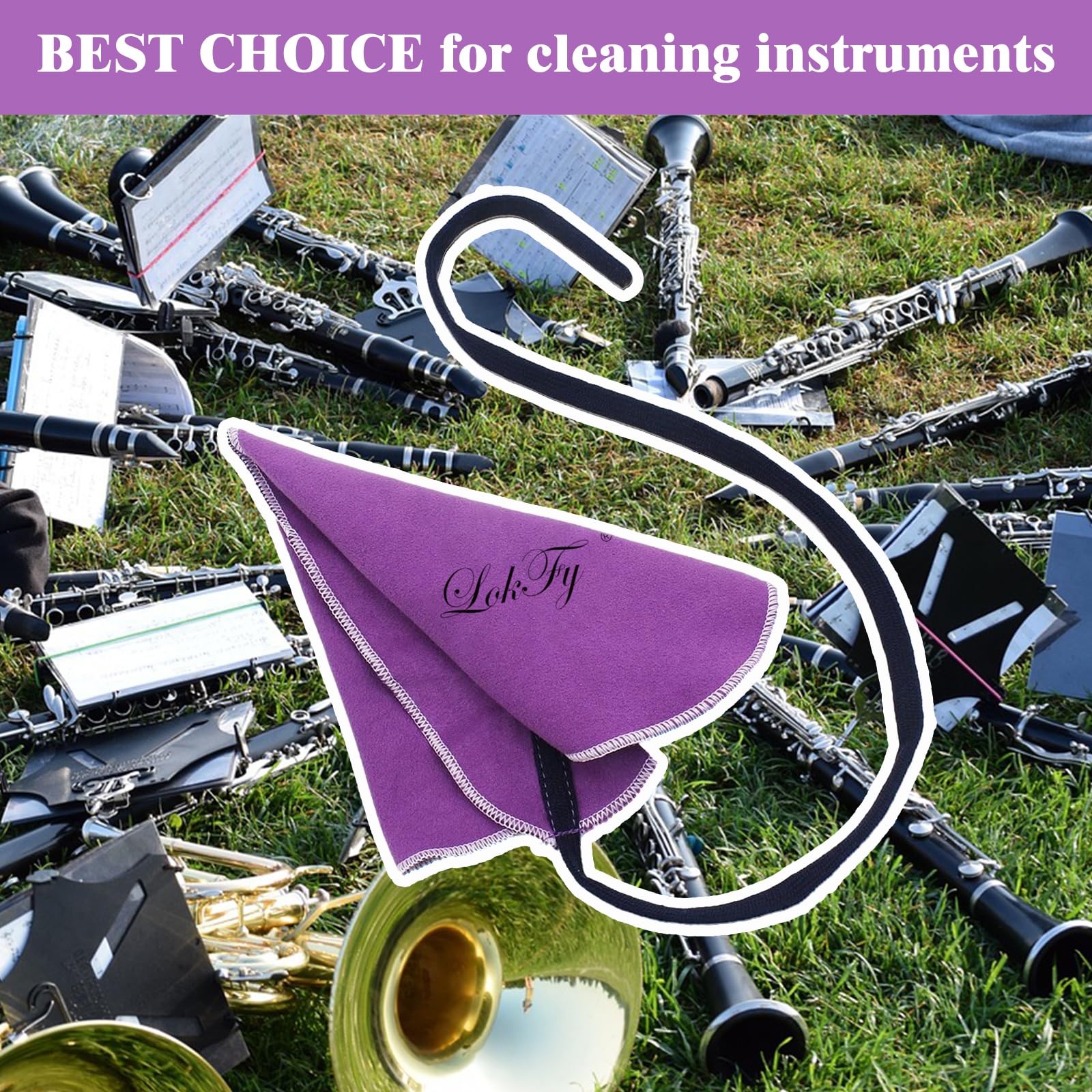 Cleaning Cloth Swab for Inside Tube Suitable for Clarinet Piccolo Flute Sax Saxophone (Purple) Purple - Image 6