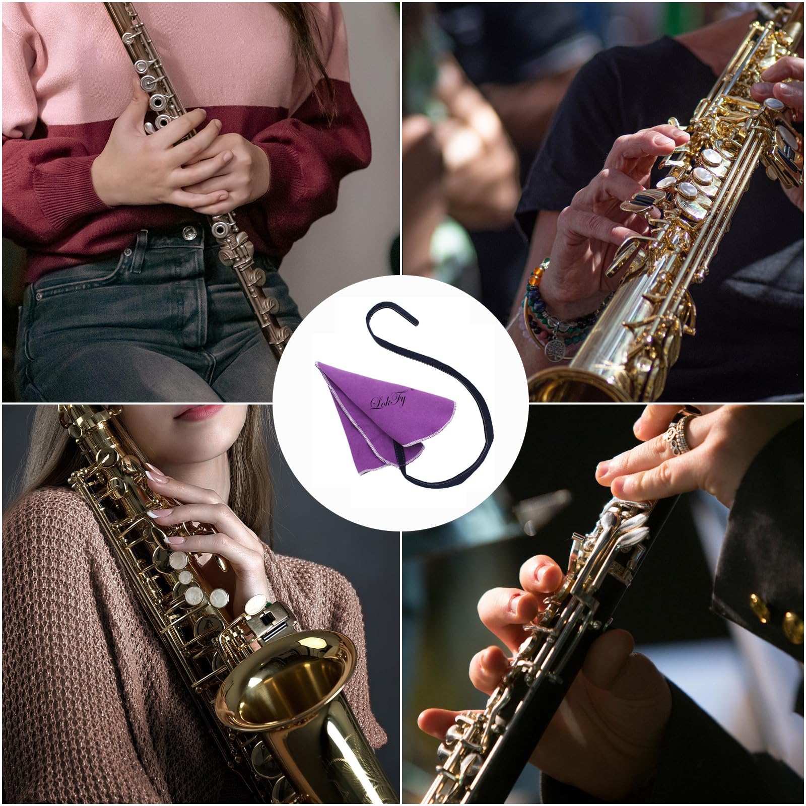 Cleaning Cloth Swab for Inside Tube Suitable for Clarinet Piccolo Flute Sax Saxophone (Purple) Purple - Image 7