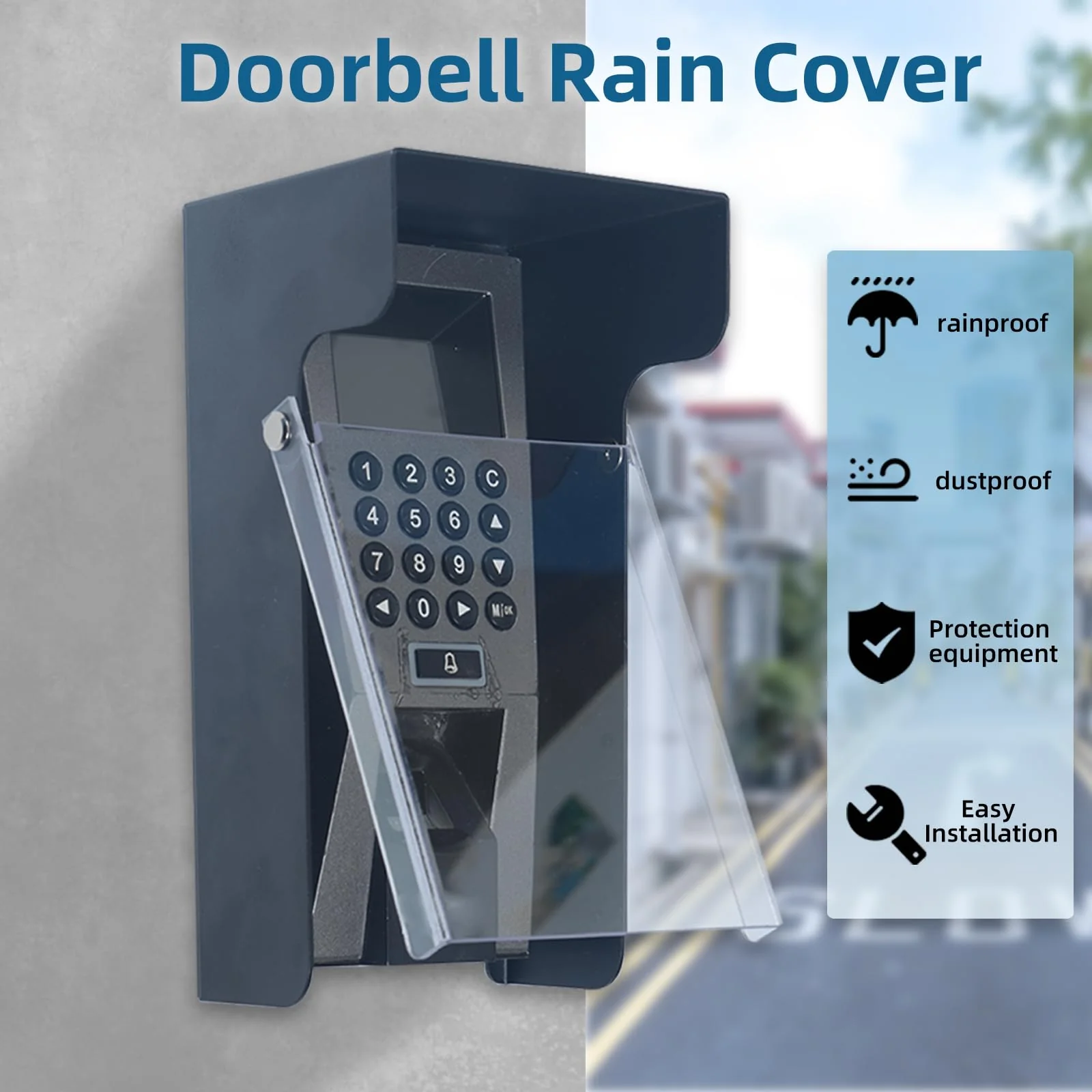 Clear Flip Cap Keypad Rain Cover,High Quality Galvanized Iron Material Rain Covers For Outdoor Electronics Card Reader/Door Keypad/Door Access/Attendance Machine - Image 2