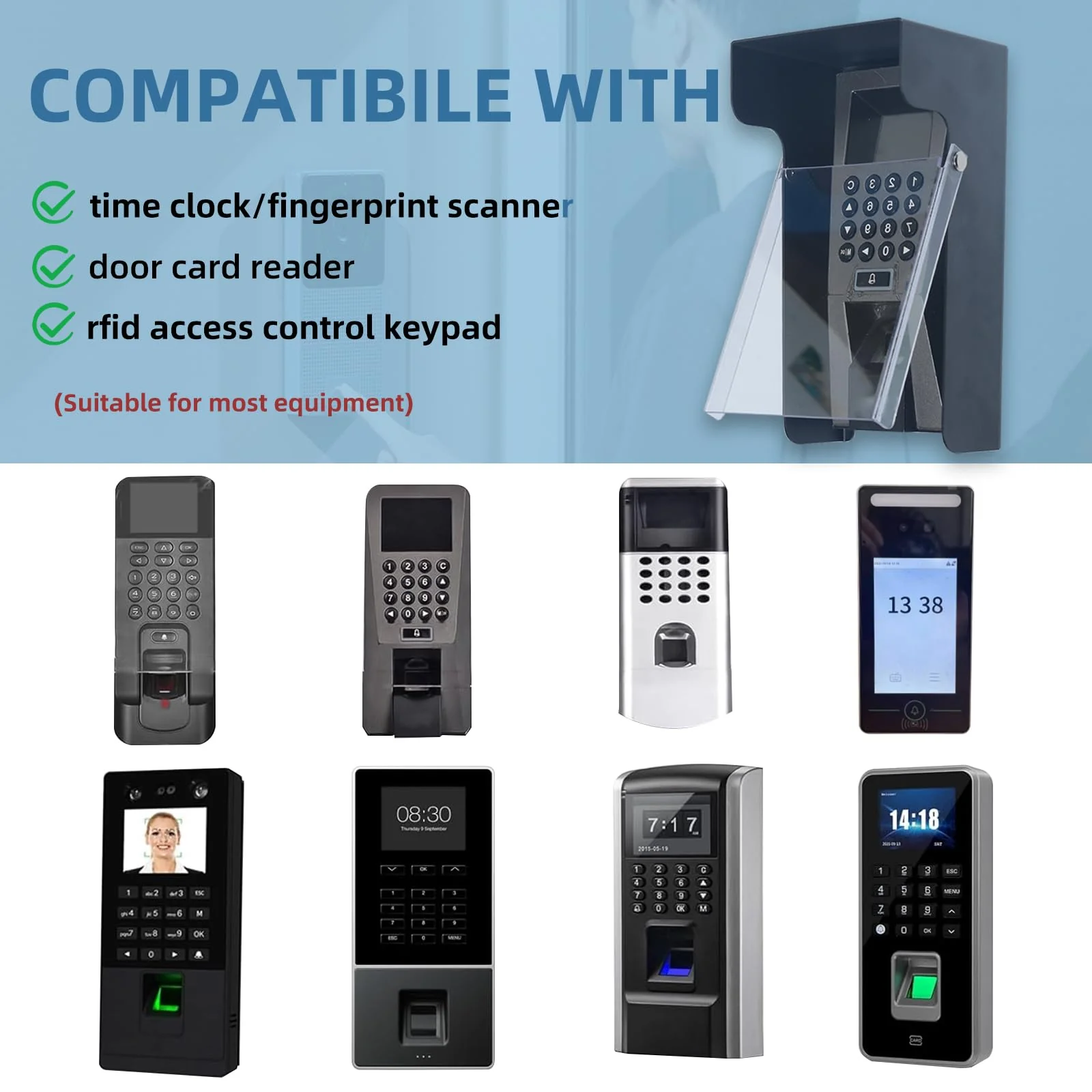 Clear Flip Cap Keypad Rain Cover,High Quality Galvanized Iron Material Rain Covers For Outdoor Electronics Card Reader/Door Keypad/Door Access/Attendance Machine - Image 3
