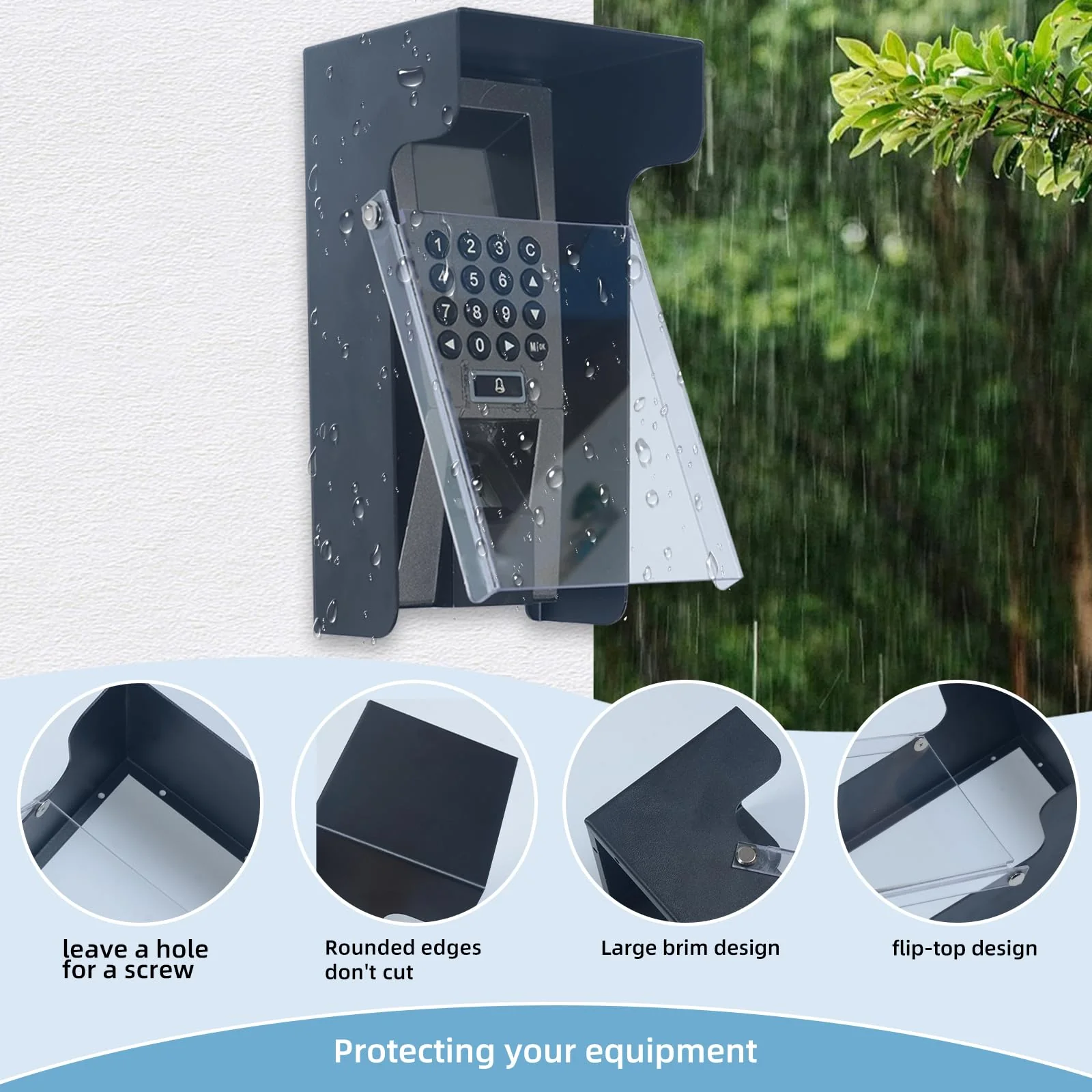 Clear Flip Cap Keypad Rain Cover,High Quality Galvanized Iron Material Rain Covers For Outdoor Electronics Card Reader/Door Keypad/Door Access/Attendance Machine - Image 4