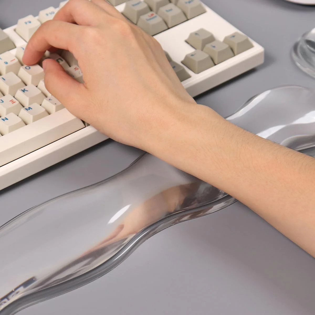 Clear Gel Wrist Rest for Keyboard and Mouse, White Silicone Keyboard Wrist Rest Set, Cute Ergonomic Wrist Rest for Keyboard 60%/75%(White) long+short Ellipses - Image 6