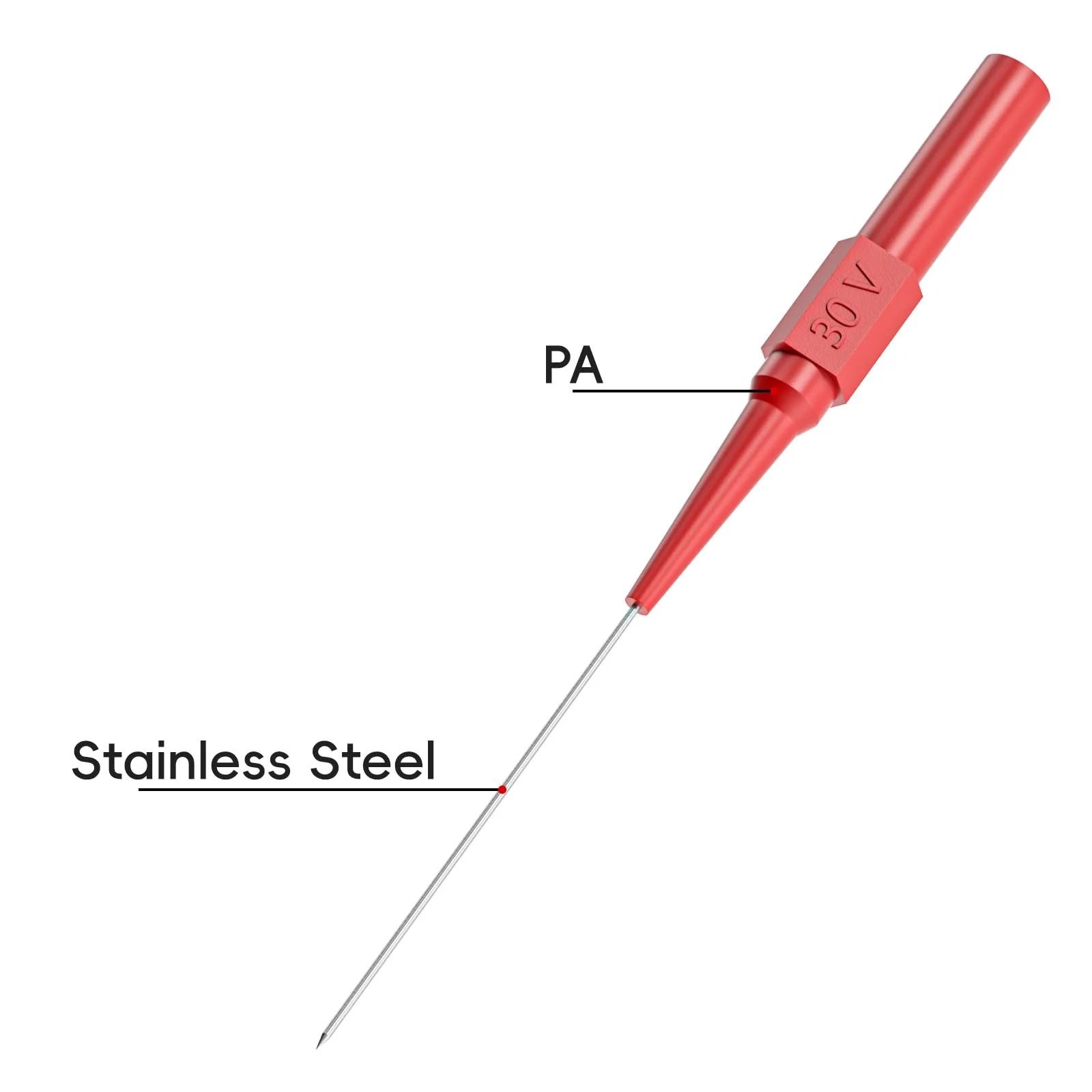 Cleqee 10PCS 0.7mm Long Version Test Probes Pins Non-Destructive Insulation Wire Piercing Needles Stainless Steel Multimeter Probes for 4mm Male Banana Plug Red&Black Long Version Red&Black - Image 3