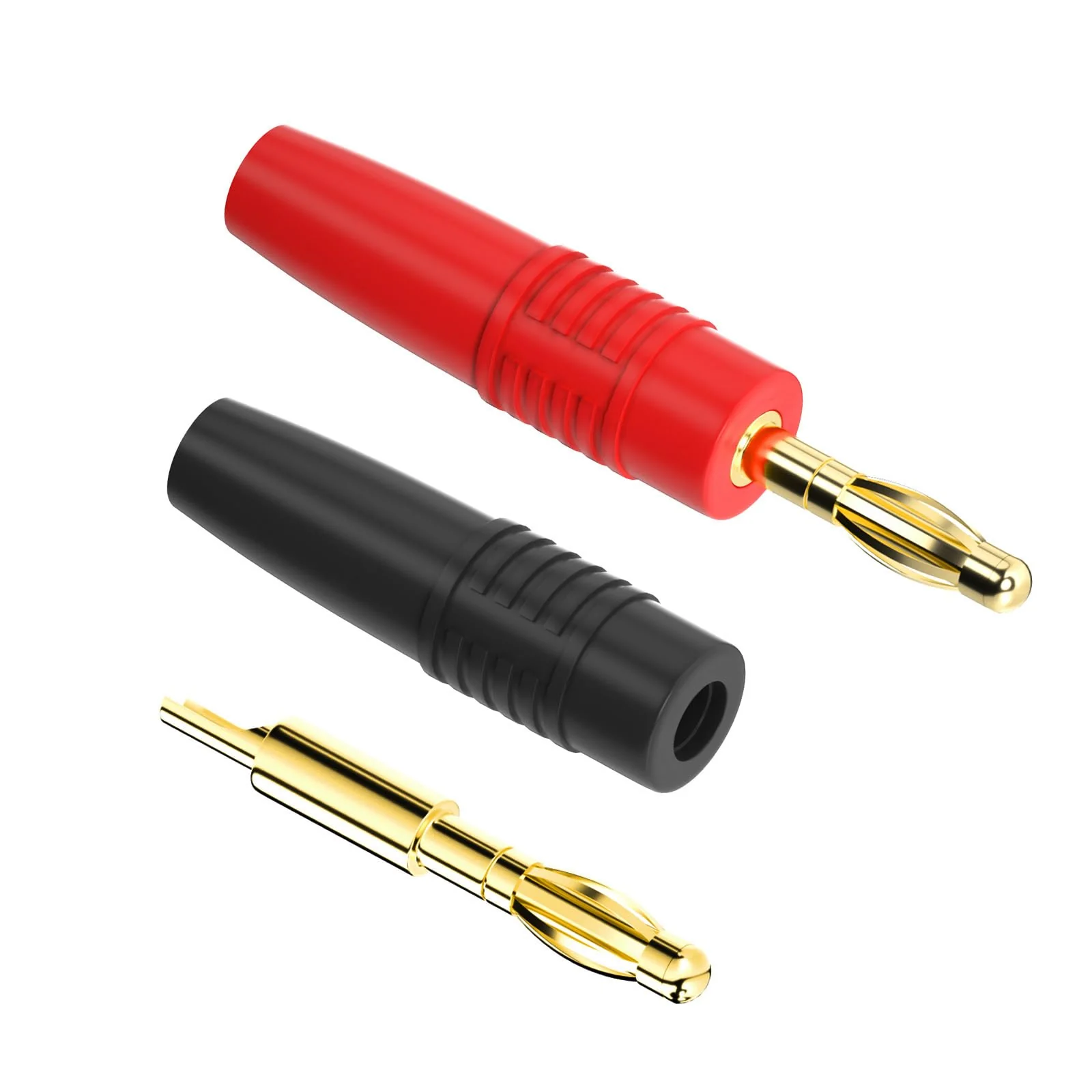 Cleqee Pack of 10 4 mm Banana Plugs Male Plug Gold-Plated Solder Type Adapter for DIY Electrical Testing 4 mm gold-plated banana plug - Image 2