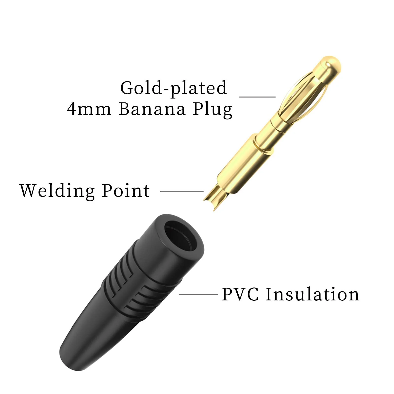 Cleqee Pack of 10 4 mm Banana Plugs Male Plug Gold-Plated Solder Type Adapter for DIY Electrical Testing 4 mm gold-plated banana plug - Image 3