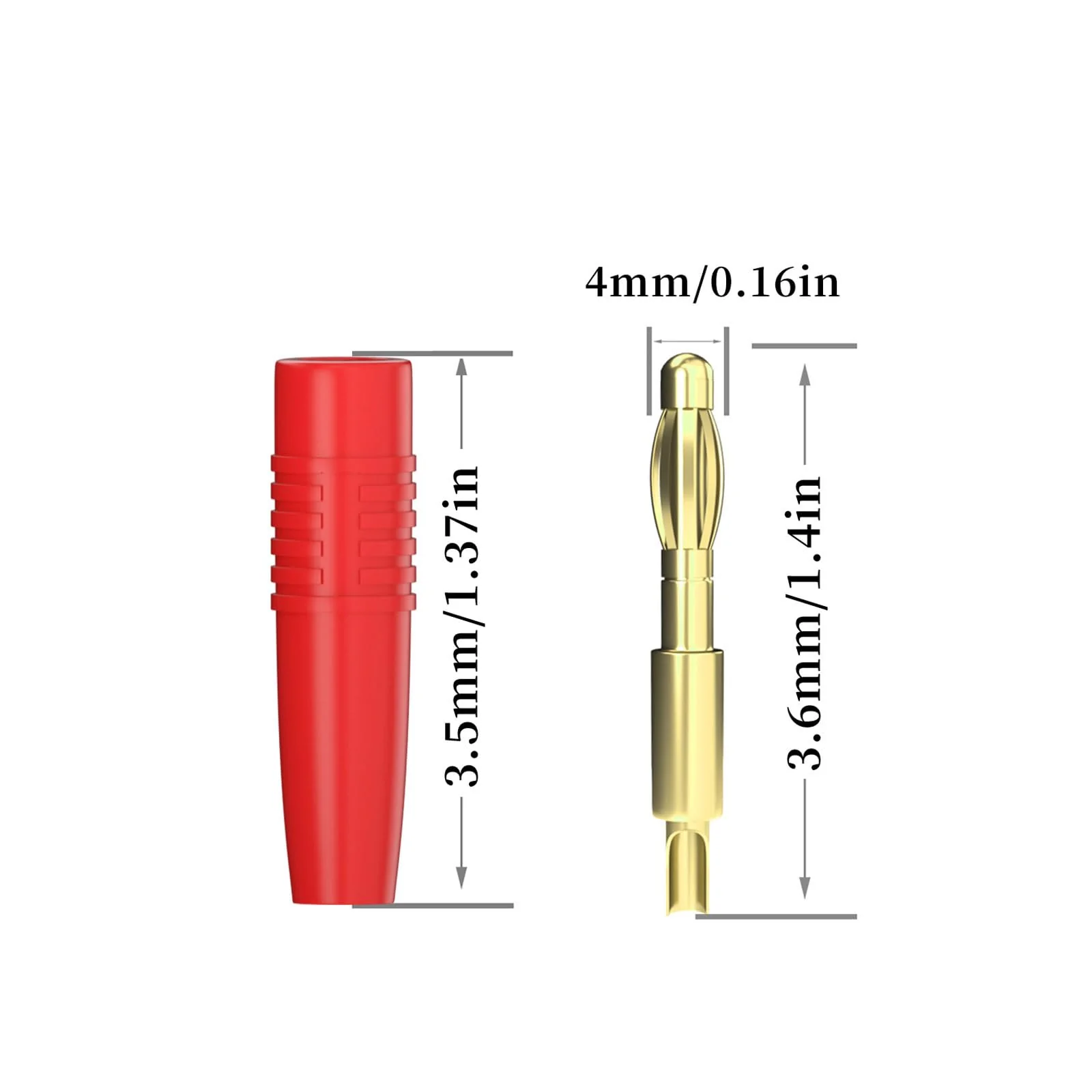 Cleqee Pack of 10 4 mm Banana Plugs Male Plug Gold-Plated Solder Type Adapter for DIY Electrical Testing 4 mm gold-plated banana plug - Image 5