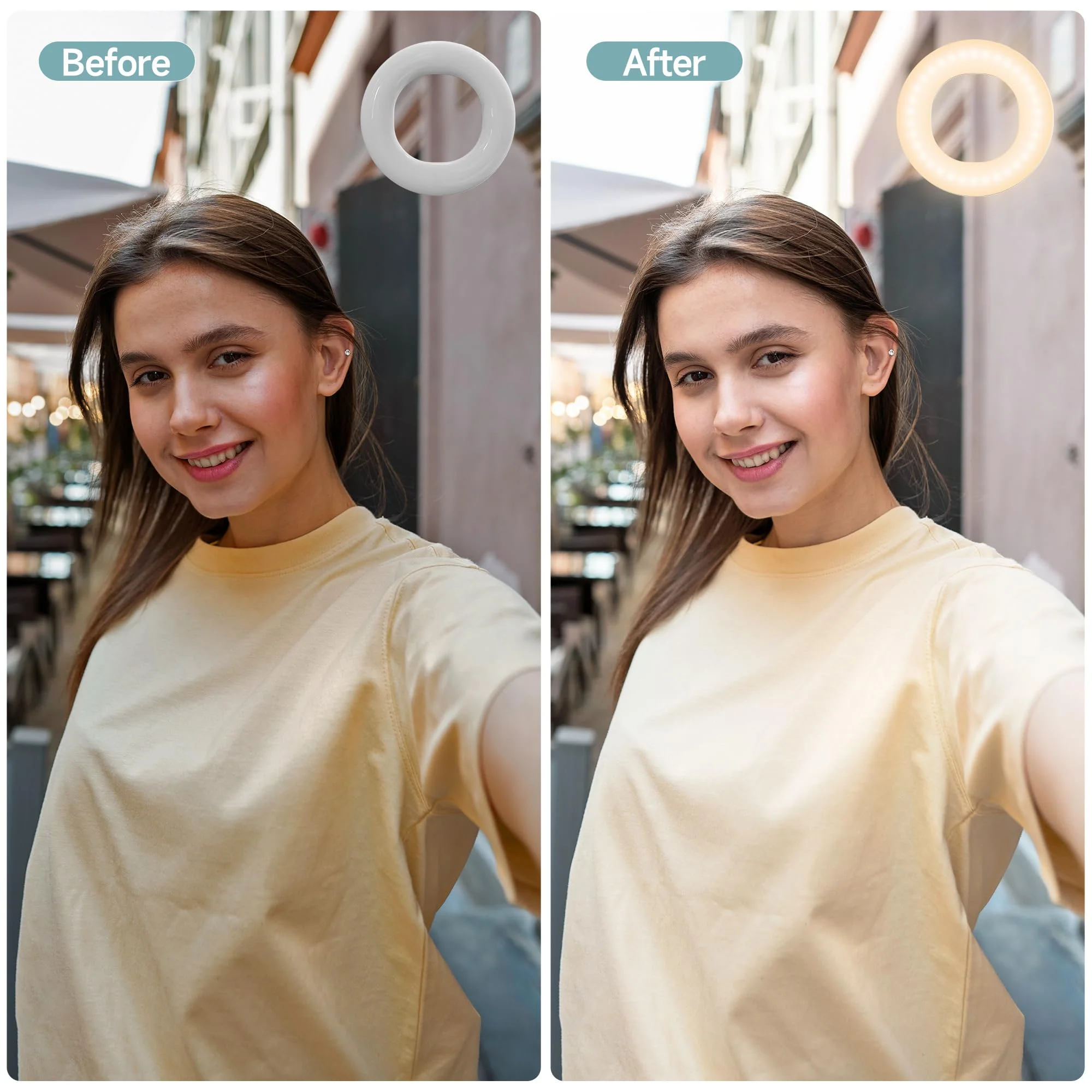 Clip on Ring Light, Rechargeable Selfie Fill Light, Portable Selfie Ring Light with 3 Adjustable Light Modes, Video Conference Light for iPhone, Laptop, iPad, Zoom Meeting, Make up, Video - Image 4