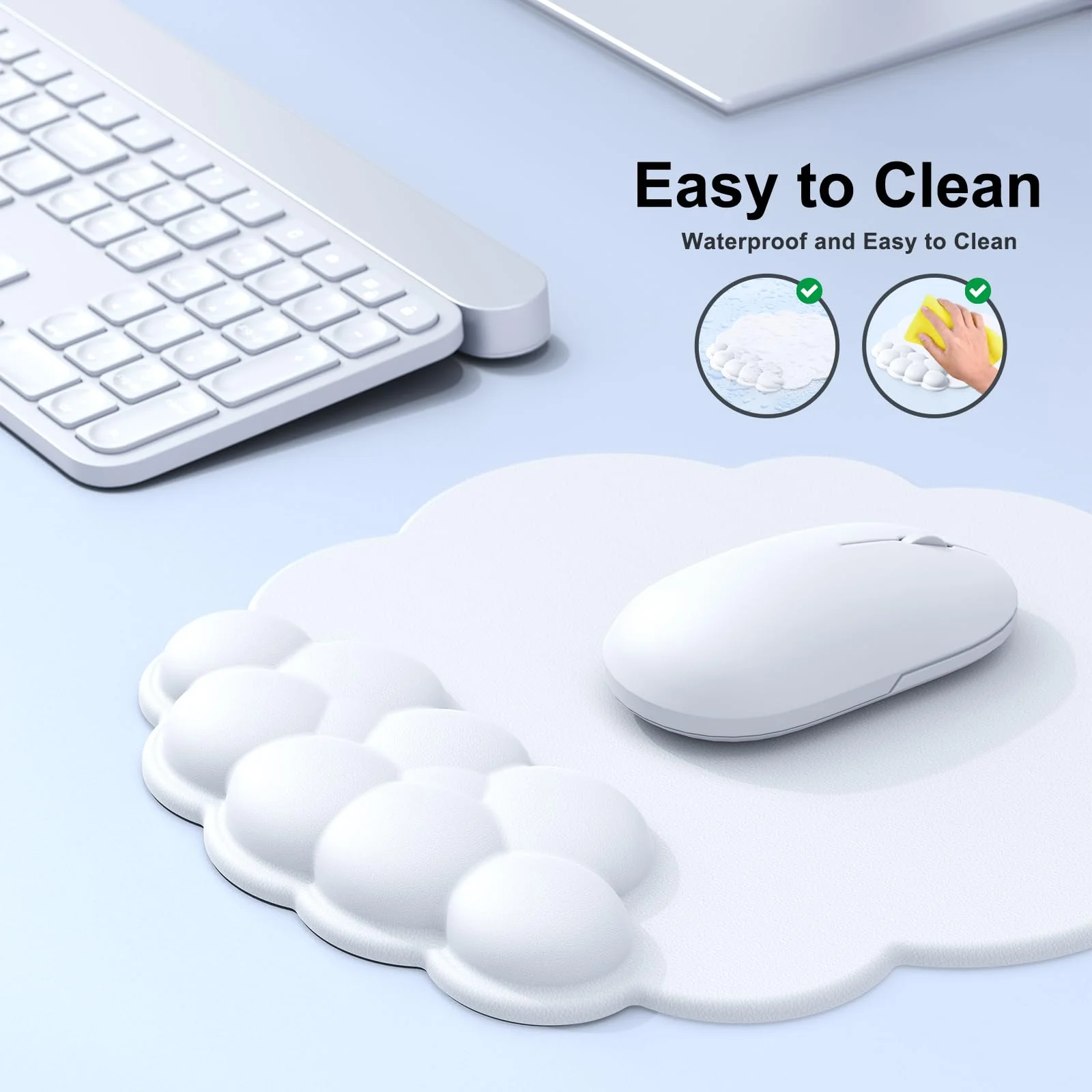 Cloud Mouse Pad with Wrist Rest, Cloud Keyboard Wrist Rest, Wrist Rest for Computer Keyboard, Cloud Mouse Pad Wrist Support, Ergonomic Cloud Keyboard Mouse Wrist Support (White) White - Image 4