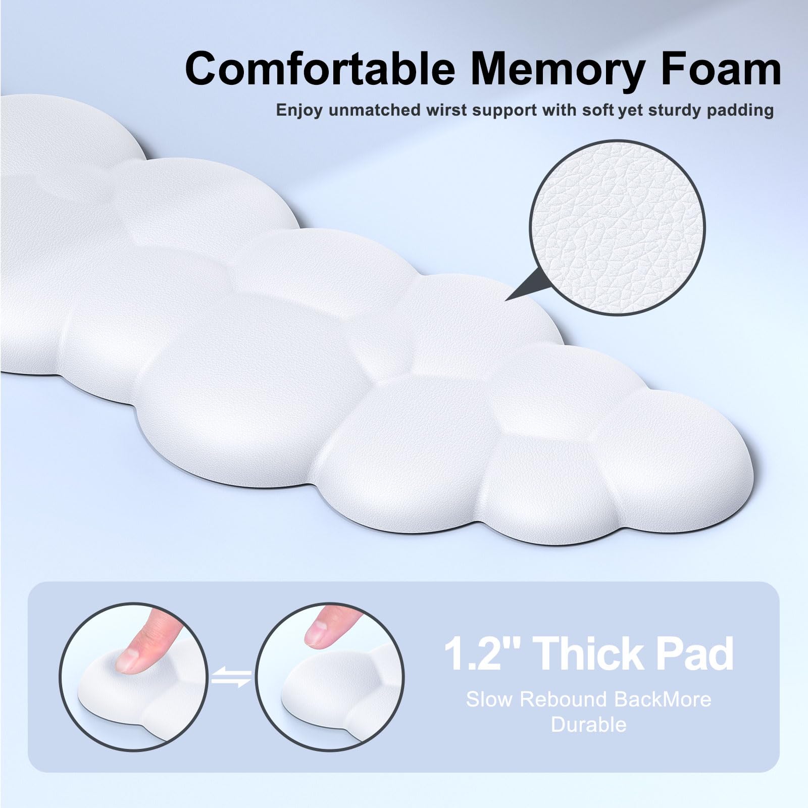 Cloud Mouse Pad with Wrist Rest, Cloud Keyboard Wrist Rest, Wrist Rest for Computer Keyboard, Cloud Mouse Pad Wrist Support, Ergonomic Cloud Keyboard Mouse Wrist Support (White) White - Image 5