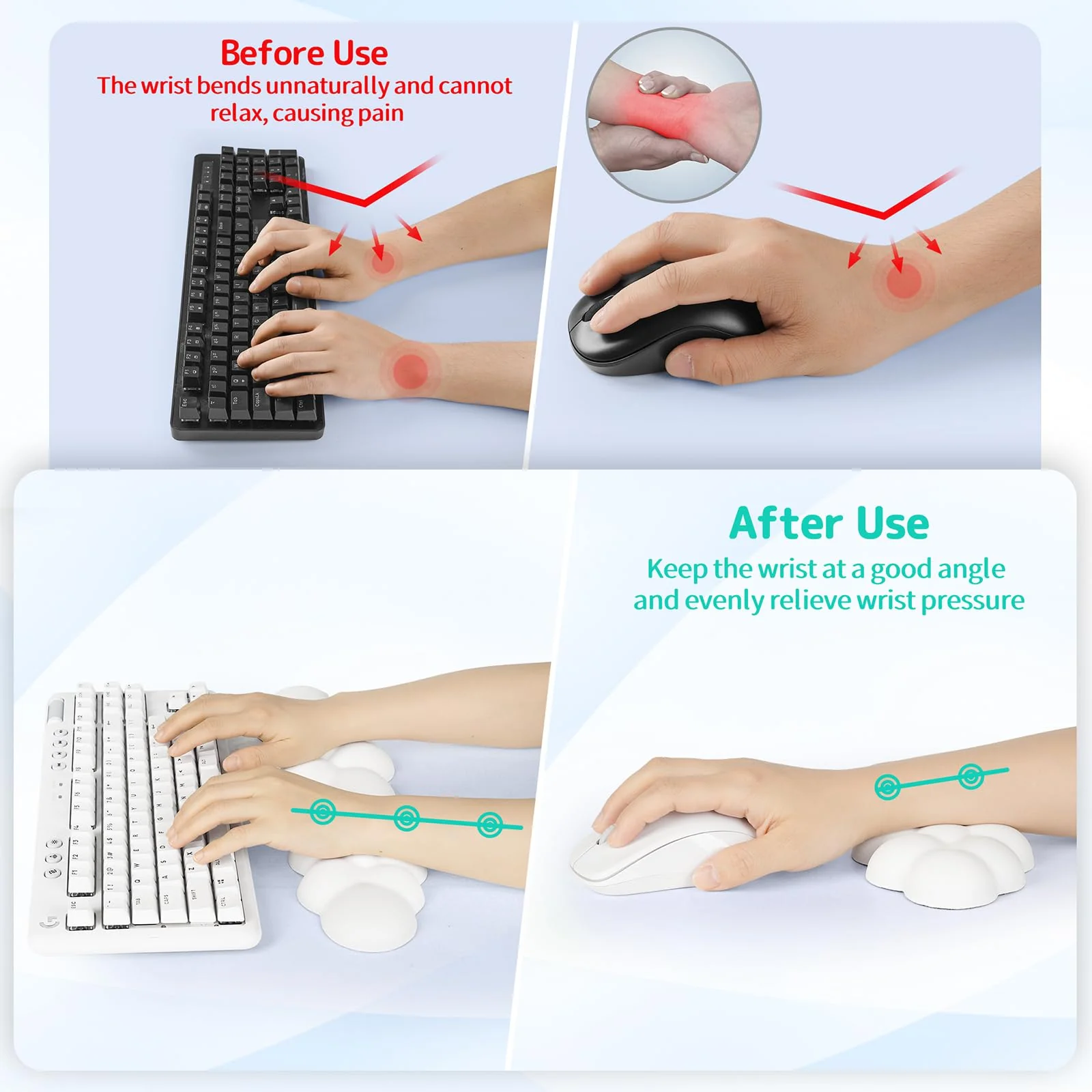Cloud Wrist Rest Keyboard, Cloud Palm Rest Set with PU Leather Memory Foam, Cute Keyboard Rest for Wrist Support and Arm Rest, Desk Cloud Wrist Pad for PC/Gaming/Hand Cushion/Computer-White Tenkeyless 01white-tenkeyless - Image 3