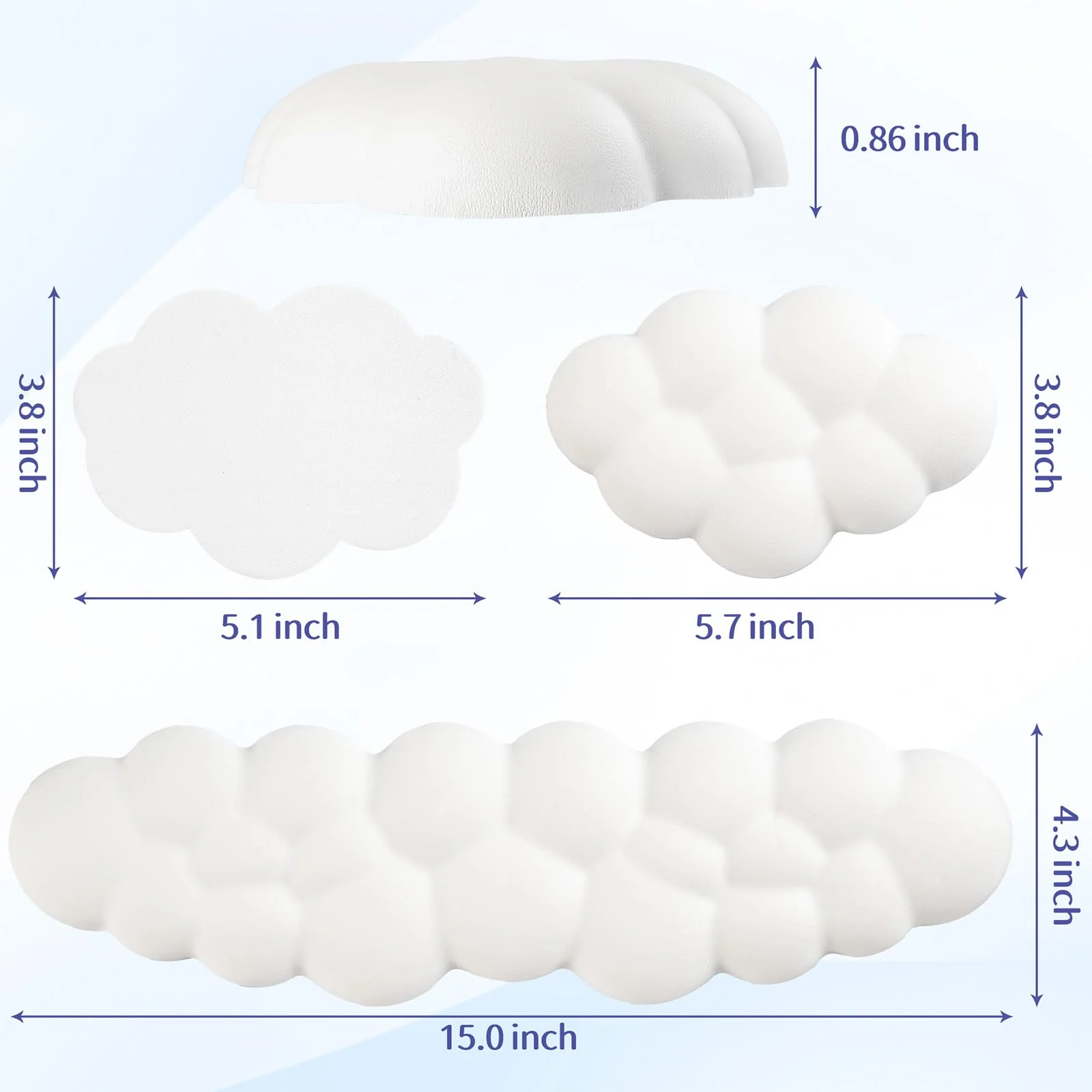 Cloud Wrist Rest Keyboard, Cloud Palm Rest Set with PU Leather Memory Foam, Cute Keyboard Rest for Wrist Support and Arm Rest, Desk Cloud Wrist Pad for PC/Gaming/Hand Cushion/Computer-White Tenkeyless 01white-tenkeyless - Image 7