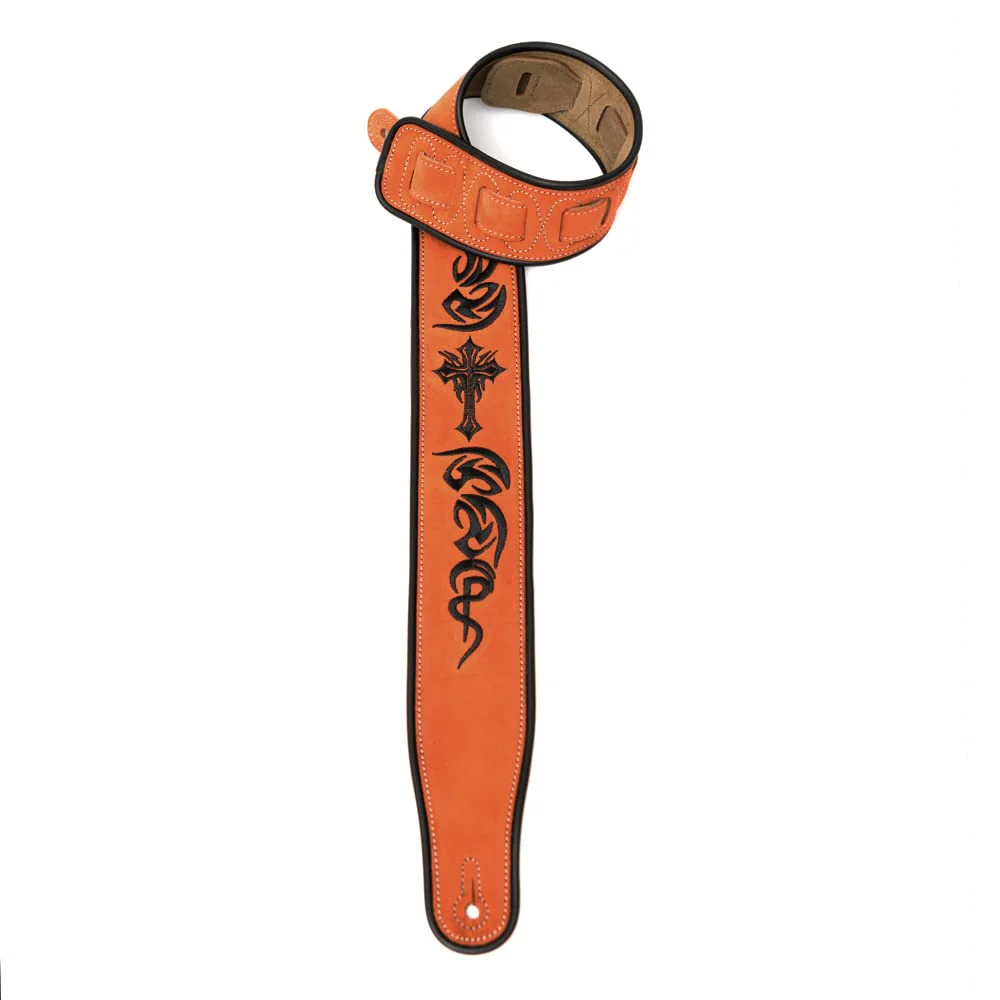 CLOUDMUSIC Leather Guitar Strap Suede Wide Strap For Bass Acoustic Electric (Cross Brown) - Image 3