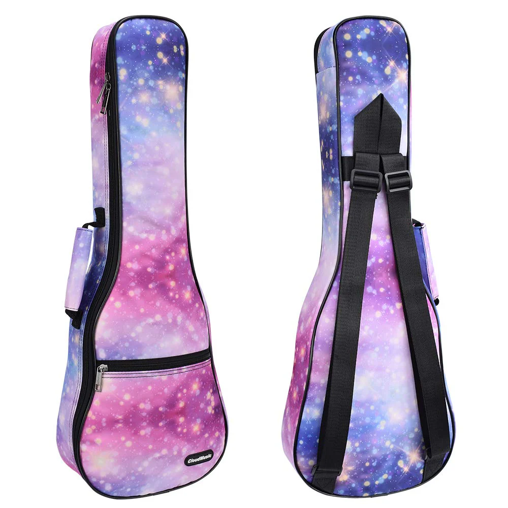 CLOUDMUSIC Ukulele Case Gig Bag Padded Backpack For Concert 23" Inch(Concert,Pink Purple Starry Night) Pink Purple Starry Night - Image 2