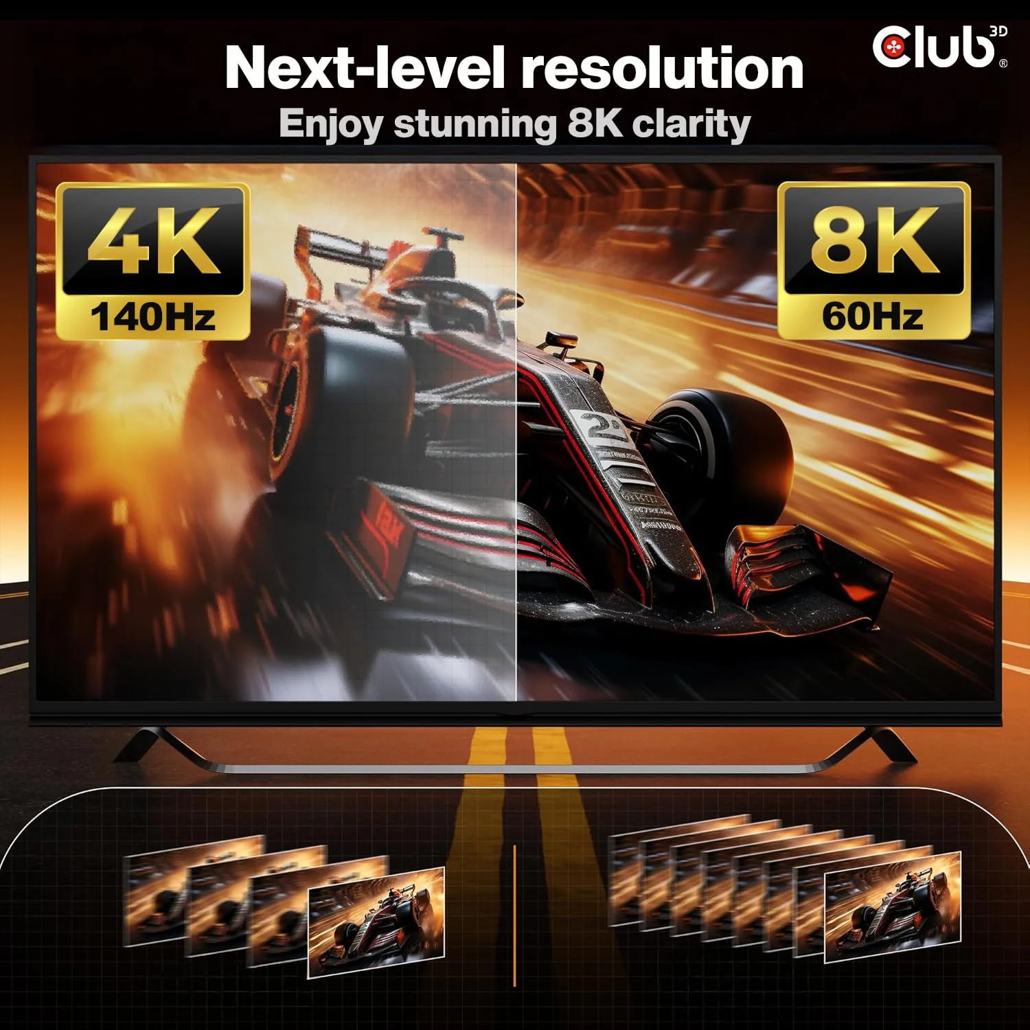 Club 3D DisplayPort to HDMI Cable 8K@60Hz 4K@120Hz Active Adapter - Gaming PC Laptop Console to Monitor TV - DP 1.4 to HDMI 2.1 HDR10+ Dolby Vision Converter CAC-1088 - Image 2