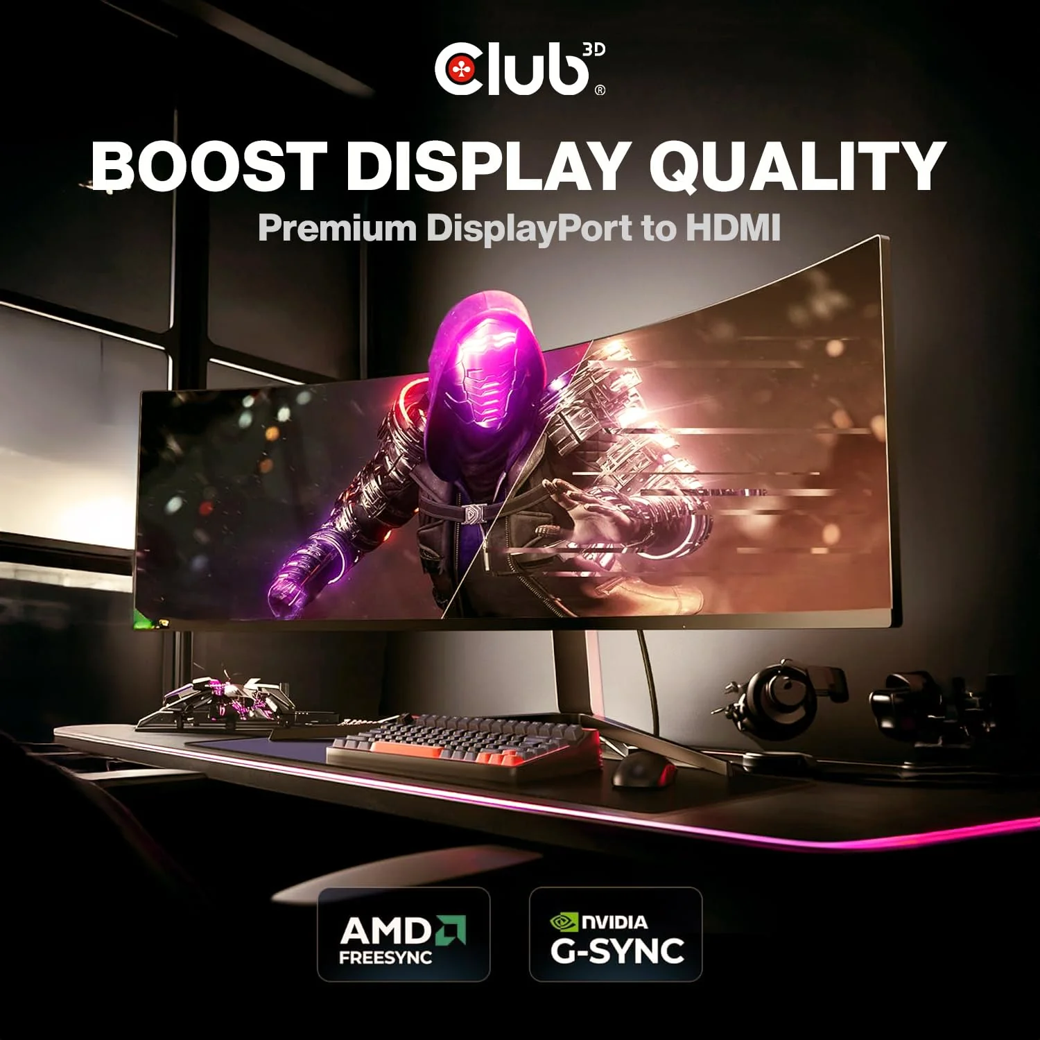 Club 3D DisplayPort to HDMI Cable 8K@60Hz 4K@120Hz Active Adapter - Gaming PC Laptop Console to Monitor TV - DP 1.4 to HDMI 2.1 HDR10+ Dolby Vision Converter CAC-1088 - Image 3