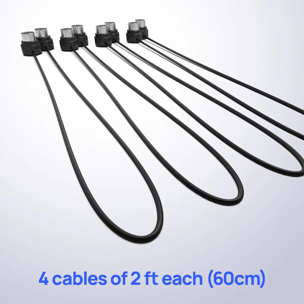 CME MIDI Cable 4-Pack - 2FT / 60cm, 5-pin DIN, Low-Profile - Mirrored 45-Degree Angled Ultra-Thin Plugs for Compact Spaces - Ideal for MIDI Interface, Pedalboard, Keyboard - Image 2