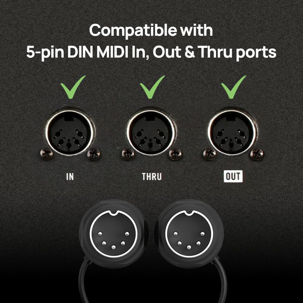 CME MIDI Cable 4-Pack - 2FT / 60cm, 5-pin DIN, Low-Profile - Mirrored 45-Degree Angled Ultra-Thin Plugs for Compact Spaces - Ideal for MIDI Interface, Pedalboard, Keyboard - Image 6