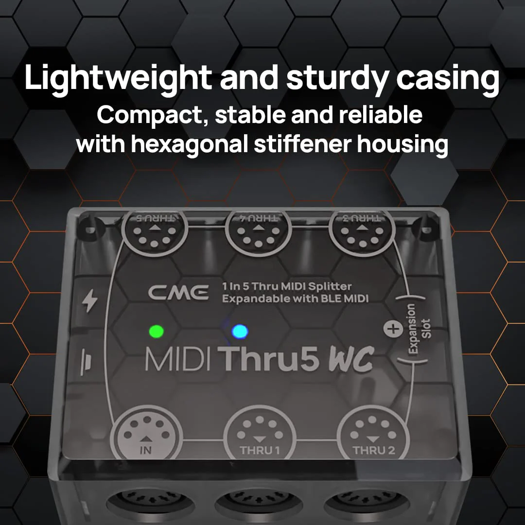 CME MIDI Thru5 WC - Premium 1-to-5 MIDI Thru - High-precision 1-in-5-out wired transmission with high-speed optocoupler for error-free synchronization of all MIDI devices via 5-pin DIN - Image 5
