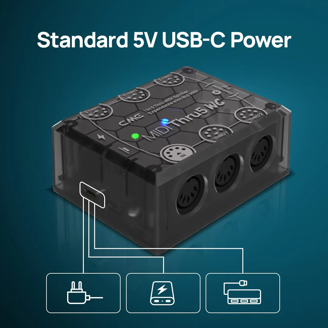 CME MIDI Thru5 WC - Premium 1-to-5 MIDI Thru - High-precision 1-in-5-out wired transmission with high-speed optocoupler for error-free synchronization of all MIDI devices via 5-pin DIN - Image 6
