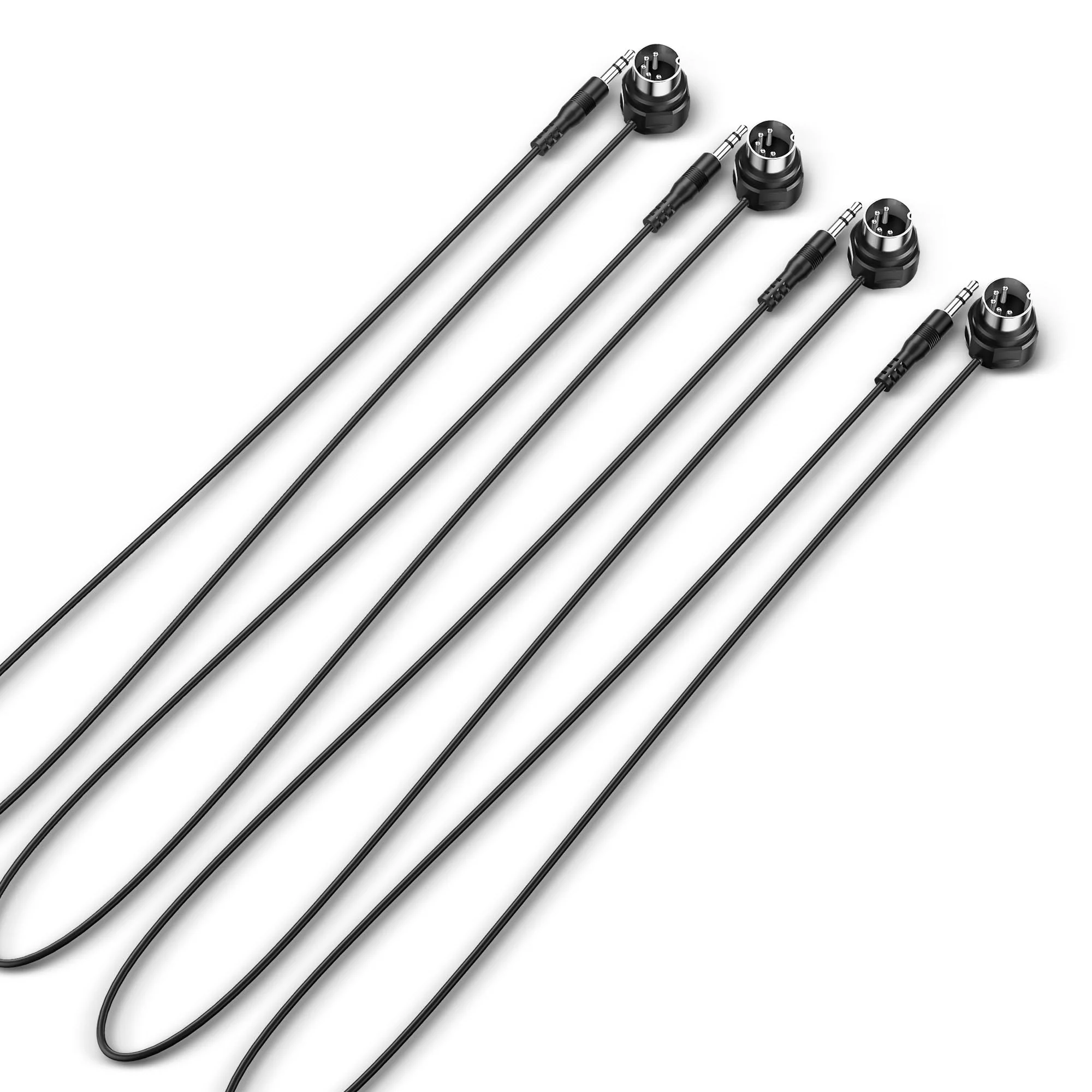CME TRS MIDI Cable 4-Pack - Straight TRS Type A (3.5mm - 1/8”) to Angled 5-pin DIN, 2FT / 60CM - Perfect for Compact Spaces and patching 4-Pack Straight
