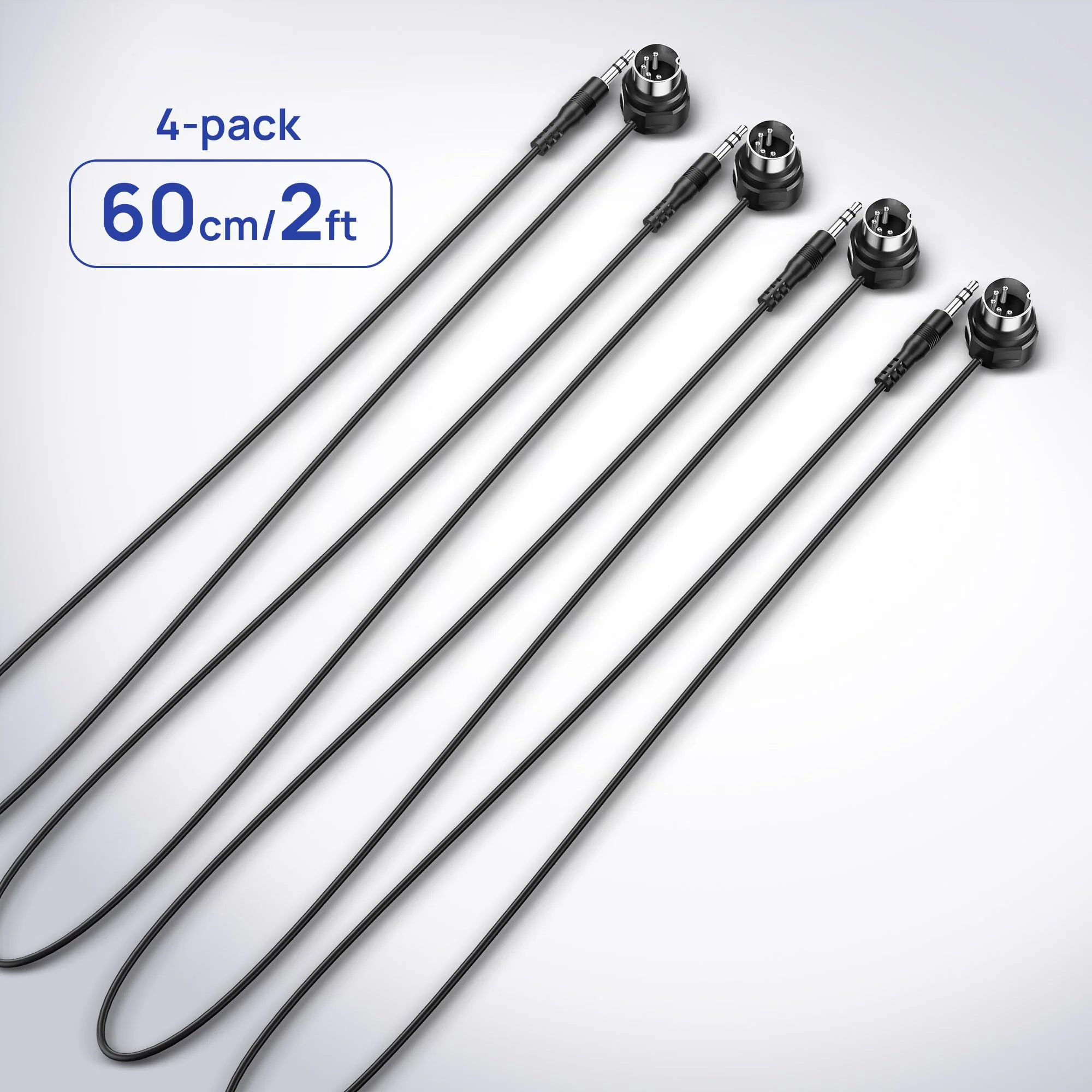 CME TRS MIDI Cable 4-Pack - Straight TRS Type A (3.5mm - 1/8”) to Angled 5-pin DIN, 2FT / 60CM - Perfect for Compact Spaces and patching 4-Pack Straight - Image 2