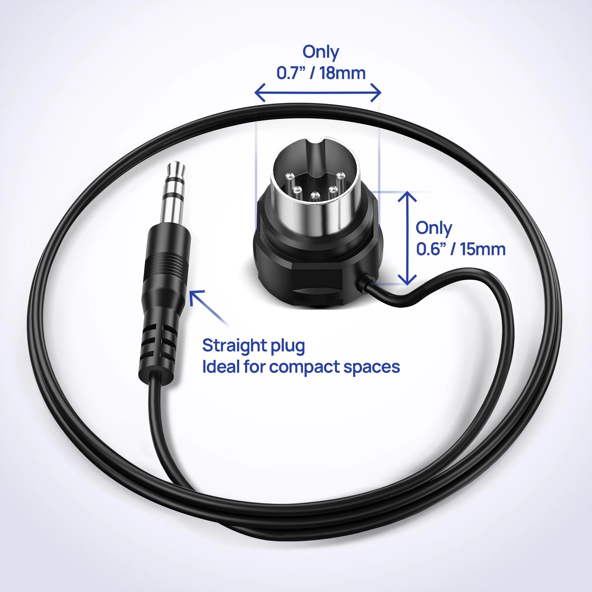 CME TRS MIDI Cable 4-Pack - Straight TRS Type A (3.5mm - 1/8”) to Angled 5-pin DIN, 2FT / 60CM - Perfect for Compact Spaces and patching 4-Pack Straight - Image 4