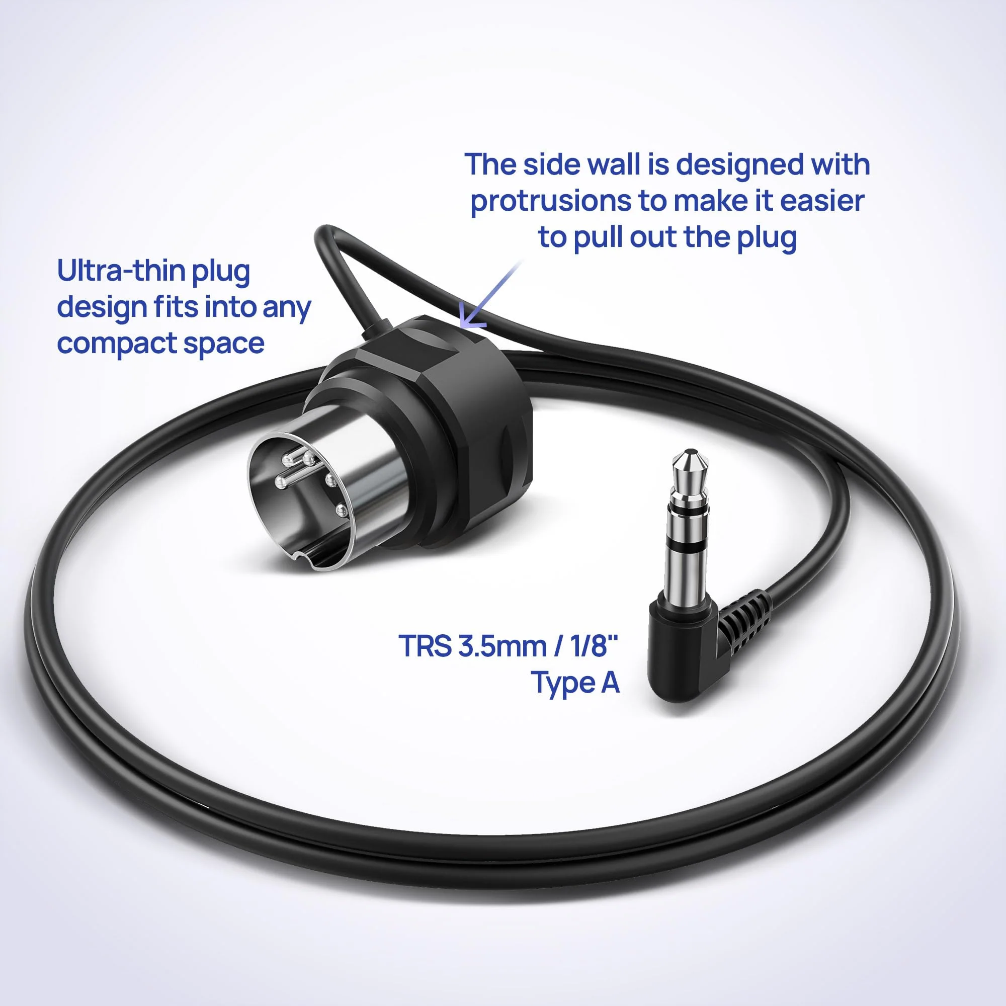 CME TRS MIDI Cable 4-Pack - TRS Type A (3.5mm - 1/8”) to 5-pin DIN, 3FT / 90CM, Low-Profile - Right Angle Ultra-Thin Plugs for Compact Spaces - Ideal for Synths & Pedalboards 4-Pack Angled - Image 4