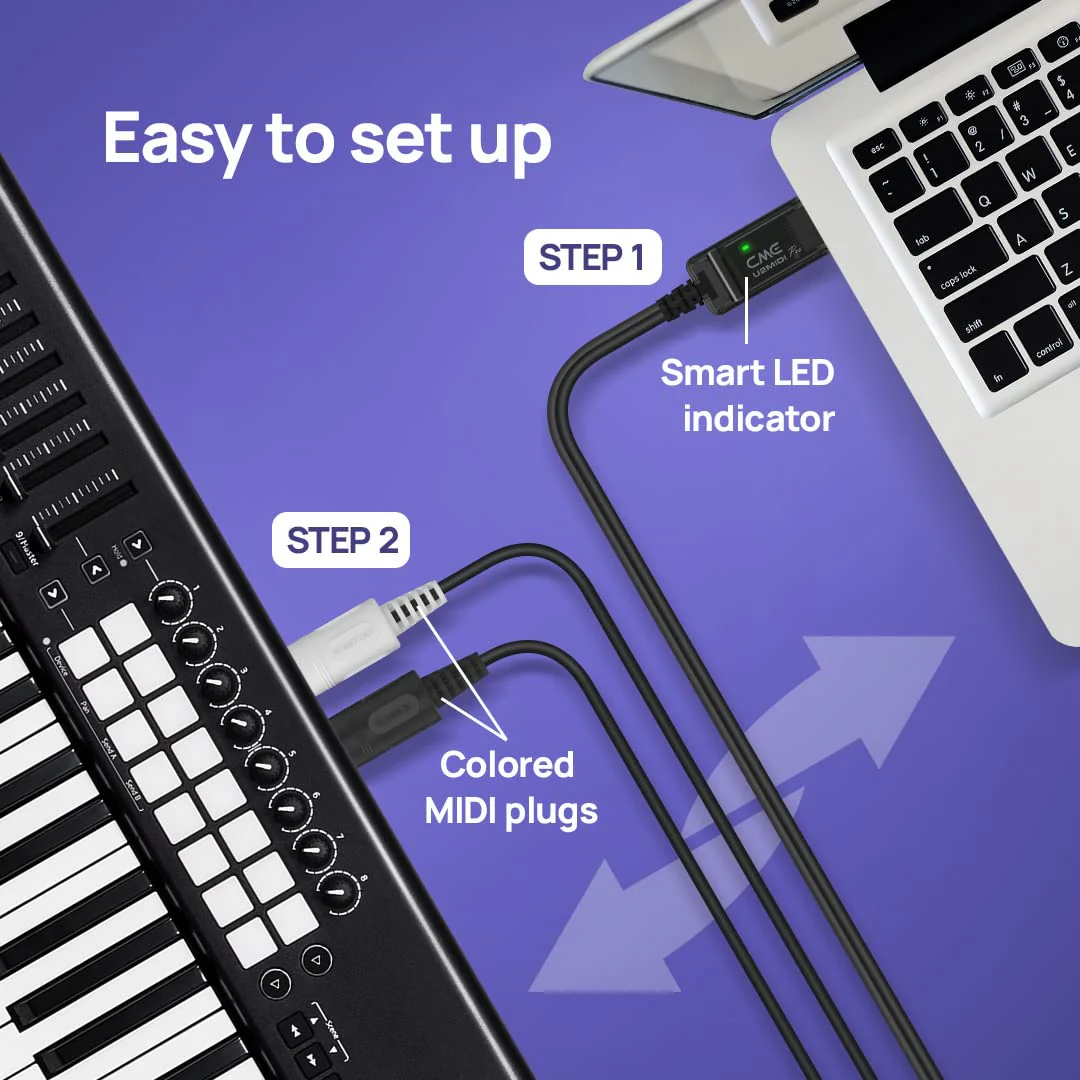 CME U2MIDI Pro - High-Speed USB MIDI Cable with Filter and Mapper - Plug & Play USB-to-MIDI Interface for Computer/Laptop/PC to MIDI Instrument/Device - 6.5ft - Image 3