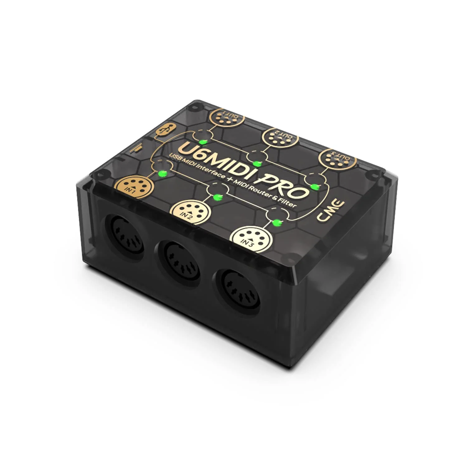 CME U6MIDI Pro - MIDI Interface with Router, Mapper, and Filter - Plug-and-play USB MIDI for computers - Standalone 3-in-3-out MIDI for Merge, Split, Thru - Image 2