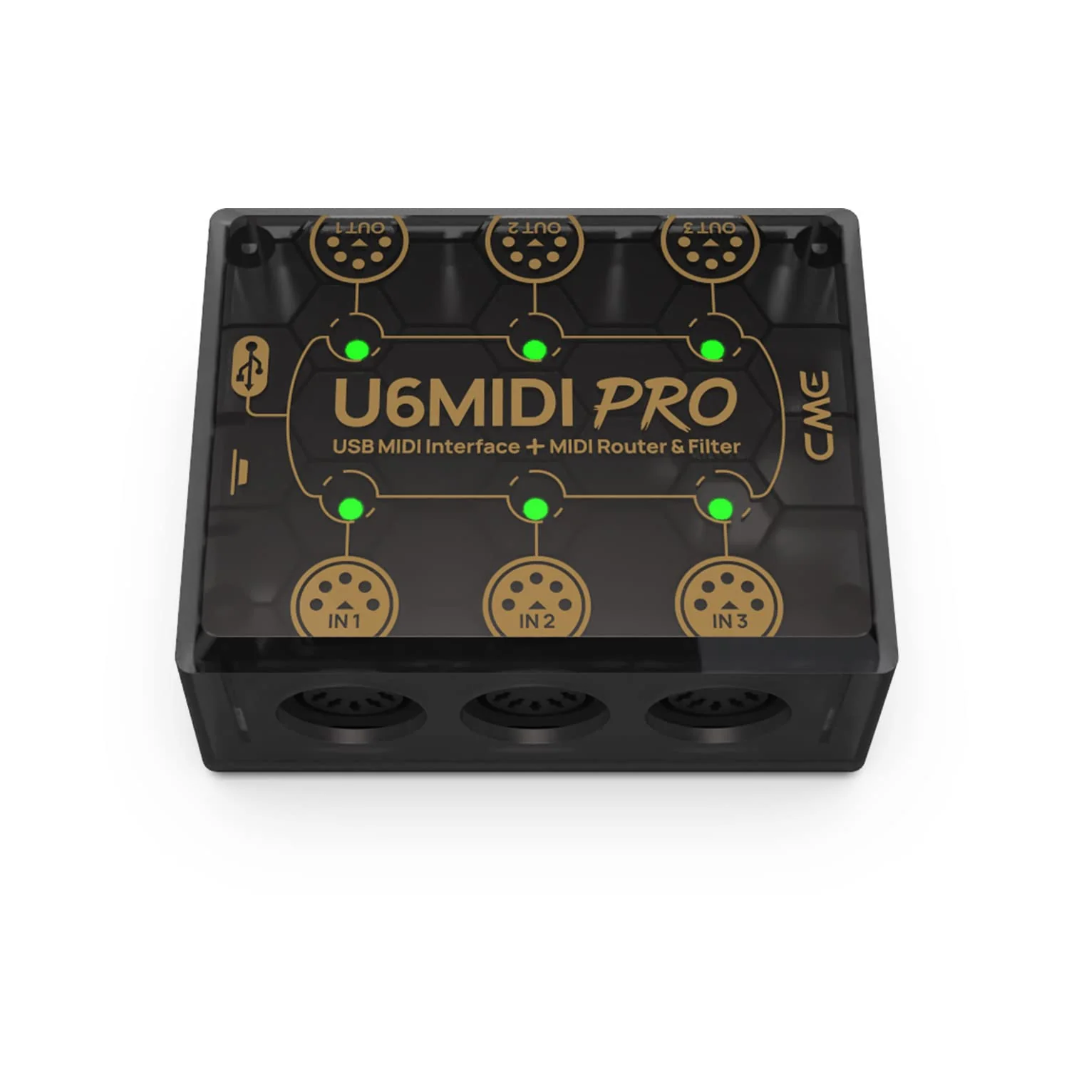 CME U6MIDI Pro - MIDI Interface with Router, Mapper, and Filter - Plug-and-play USB MIDI for computers - Standalone 3-in-3-out MIDI for Merge, Split, Thru - Image 3