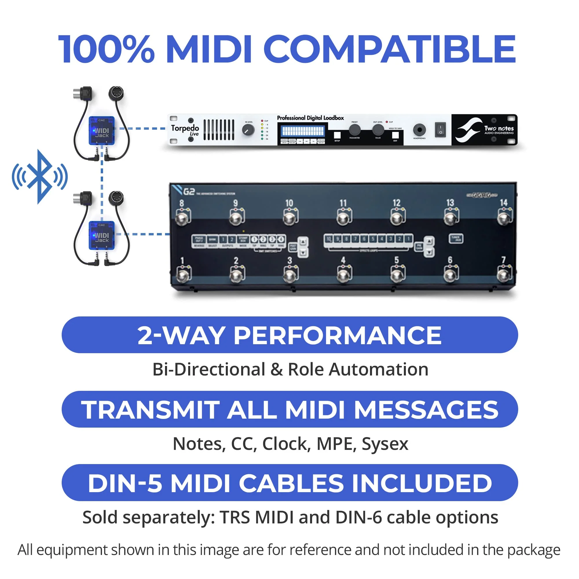 CME WIDI Jack + DIN-5 MIDI Cable Pack - Bluetooth MIDI Interface with 5-PIN DIN MIDI cables Included - Works with all DIN-5 MIDI devices - Wireless MIDI for Synth Keytar Pedalboard Keyboard - Image 6