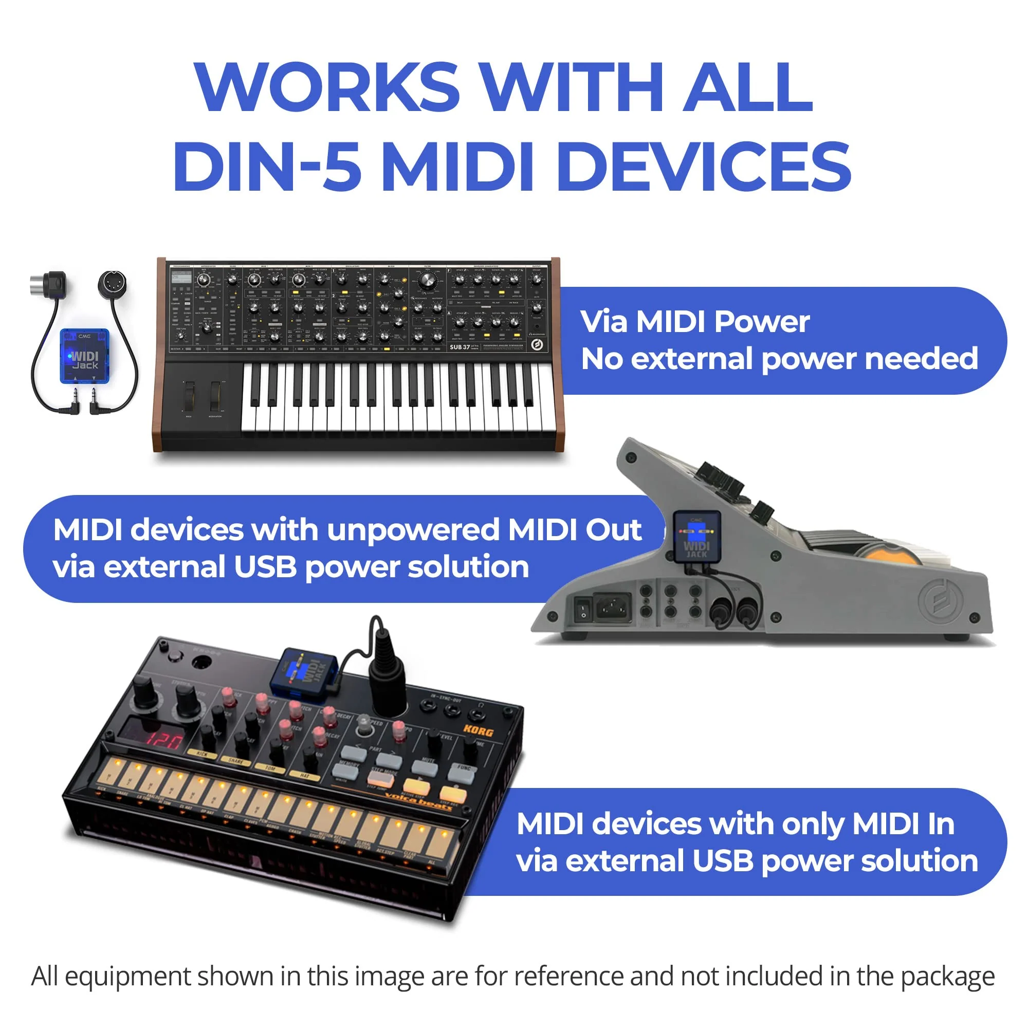 CME WIDI Jack + DIN-5 MIDI Cable Pack - Bluetooth MIDI Interface with 5-PIN DIN MIDI cables Included - Works with all DIN-5 MIDI devices - Wireless MIDI for Synth Keytar Pedalboard Keyboard - Image 7