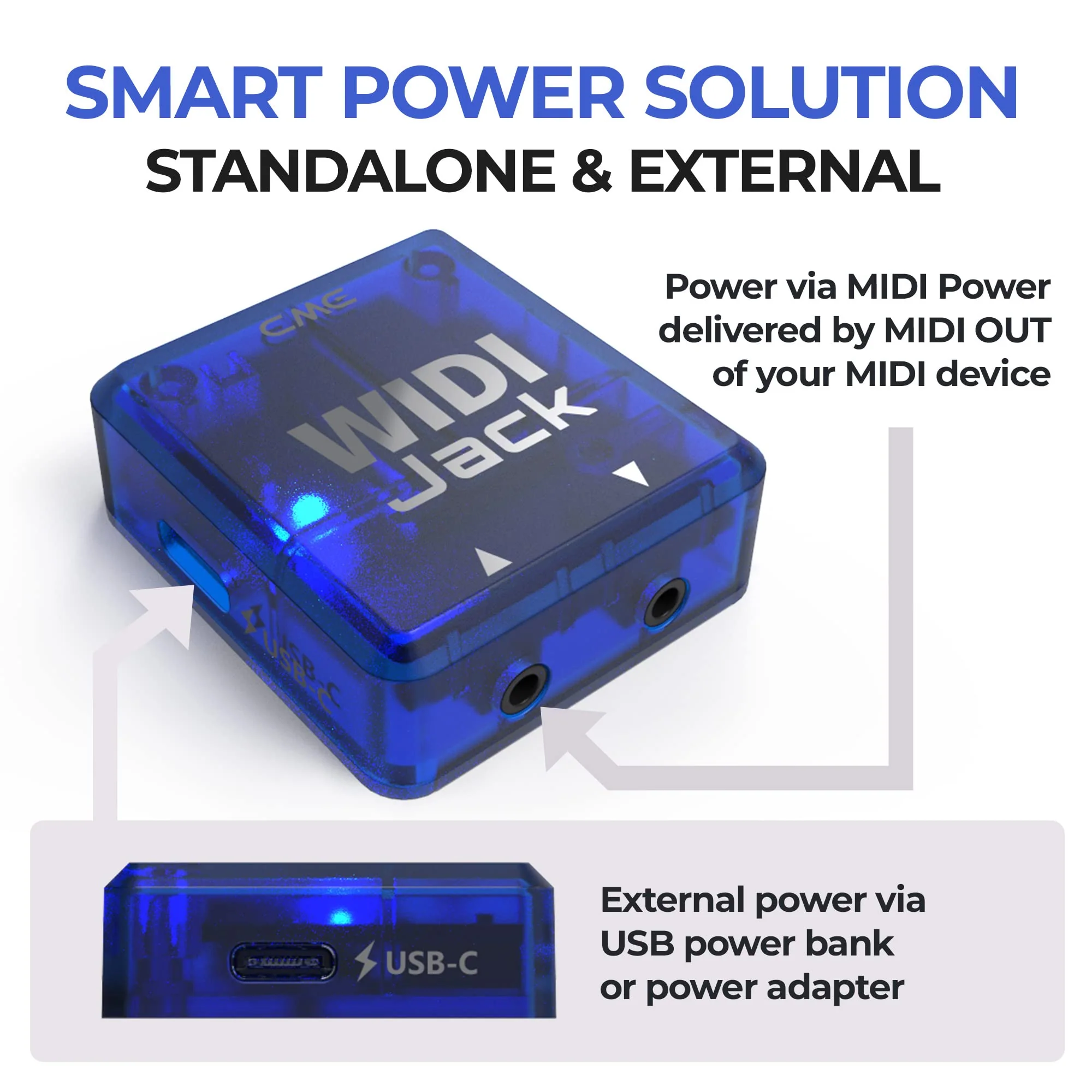 CME WIDI Jack + TRS-35 Bundle - Bluetooth MIDI Interface with TRS-35 MIDI cables Included - Works with devices with TRS 3.5mm Type A/B MIDI ports - Image 6