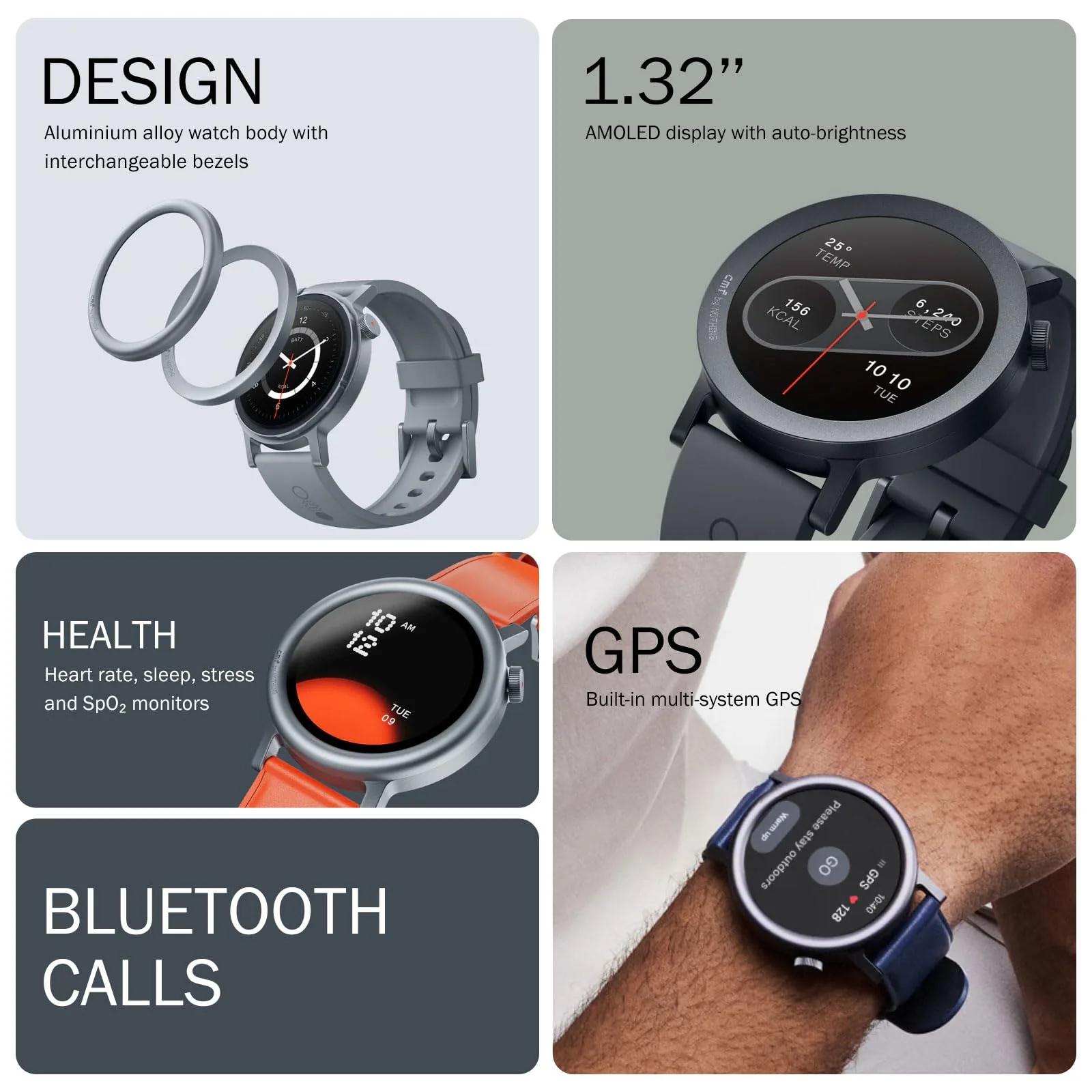 CMF Watch Pro 2 Smartwatch for Men Women, Fitness Tracker with Heart Rate, SpO₂ Monitoring,120 Sports Model, Bluetooth Calls with AI Noise Reduction, IP68 Waterproof with GPS for Android IOS Dark Grey - Image 3