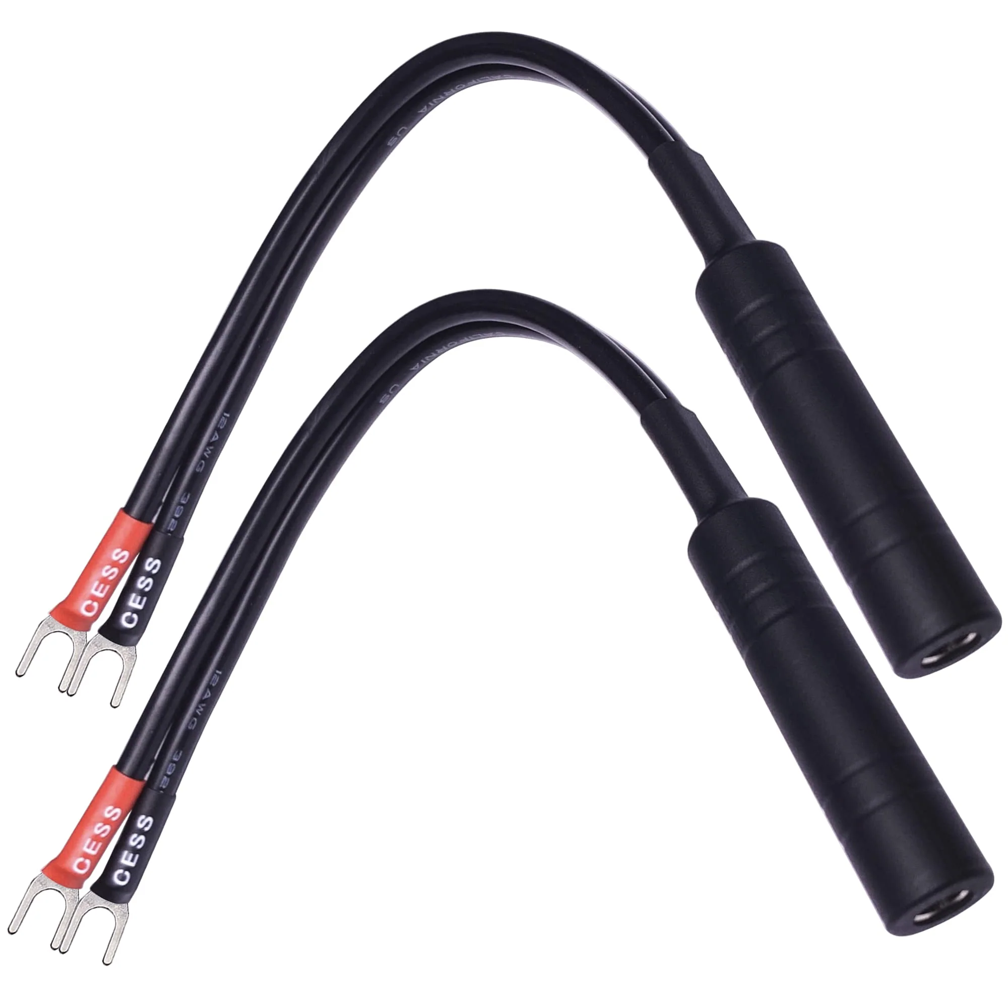 CNCESS CESS-002S Barrier Spade Fork to 1/4 Inch TS Speaker Cable Adapter (Small Spade) (Pack of 2) Small Spade (Pack of 2) - Image 2
