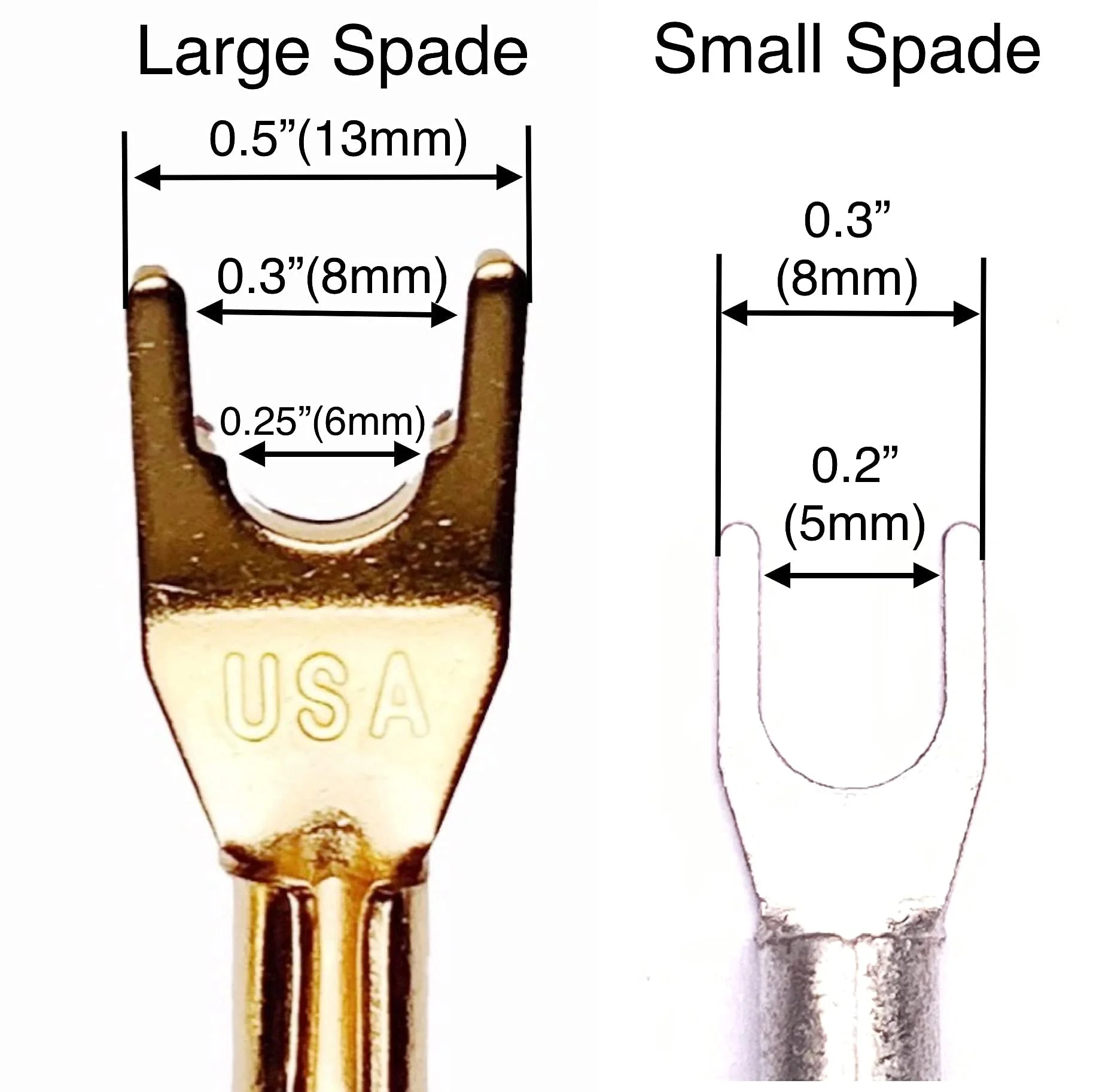 CNCESS CESS-002S Barrier Spade Fork to 1/4 Inch TS Speaker Cable Adapter (Small Spade) (Pack of 2) Small Spade (Pack of 2) - Image 5
