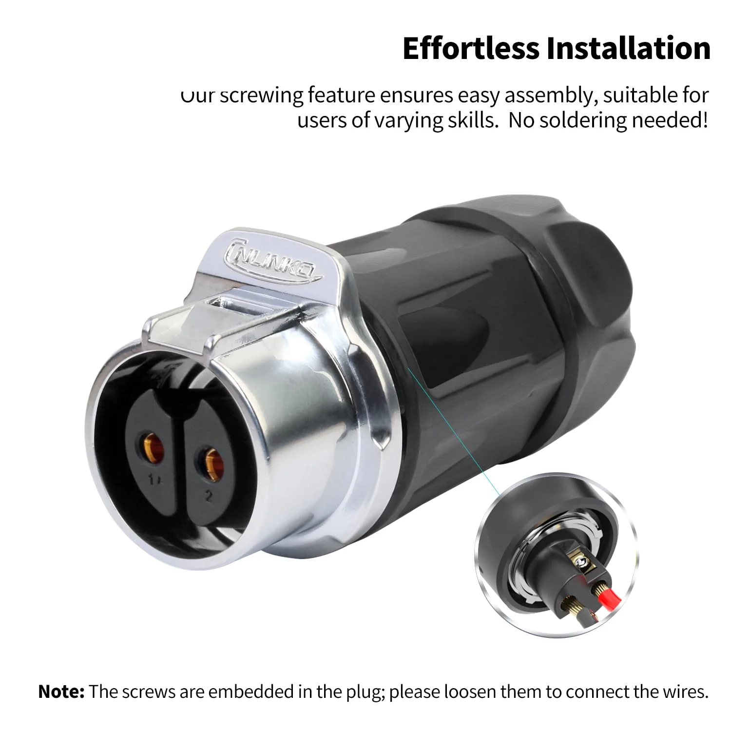 CNLINKO LP-20 2 Pin Waterproof Plug with Screw Design, IP68 Aviation Bullet Plug, M20 Male and Female Pair (LP20 2-Pin Screw Connection) 2-Polige Schraubverbindung LP20 - Image 3