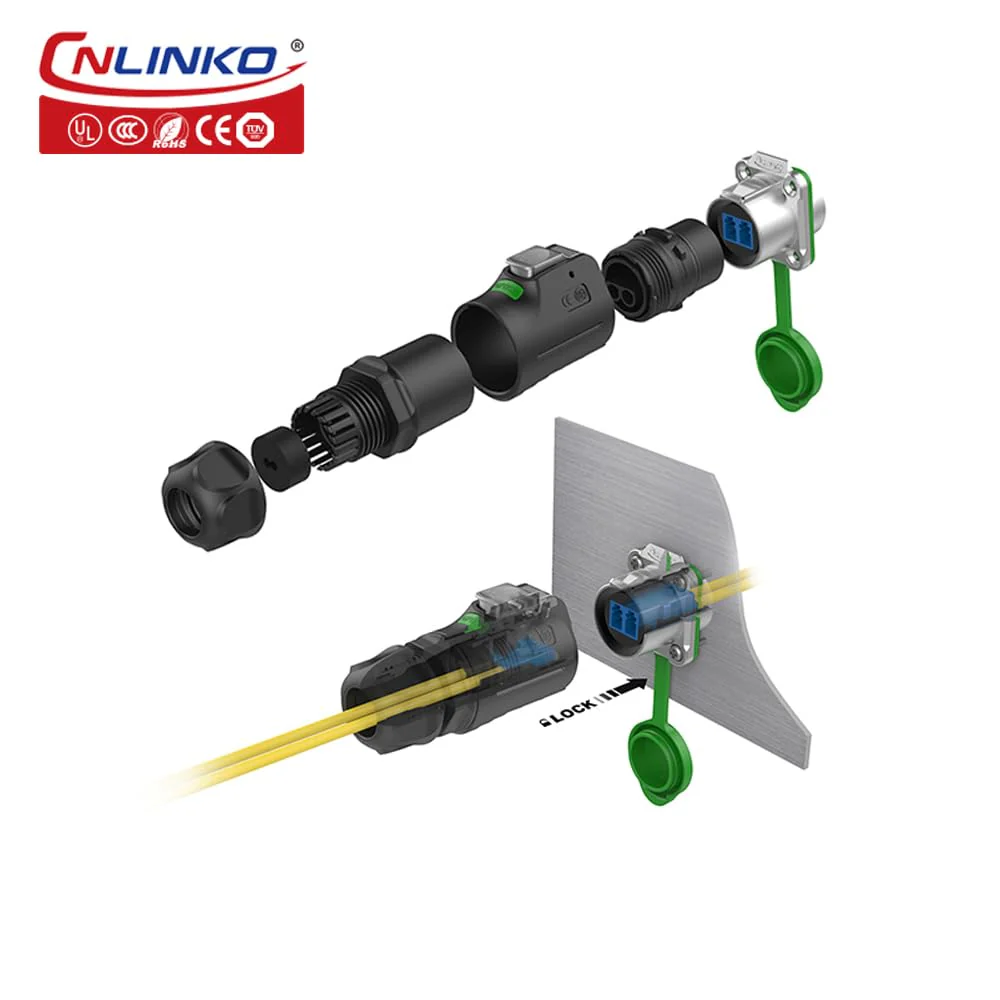 CNLINKO LP-24 Fiber Optic Connector, LC Single Mode Dual Core Optical Plug for Outdoor Use, Recessed Sockets Socket IP68 Aviation Plug Waterproof Plug M24 02-M24 Fiber Optics Set - Image 6