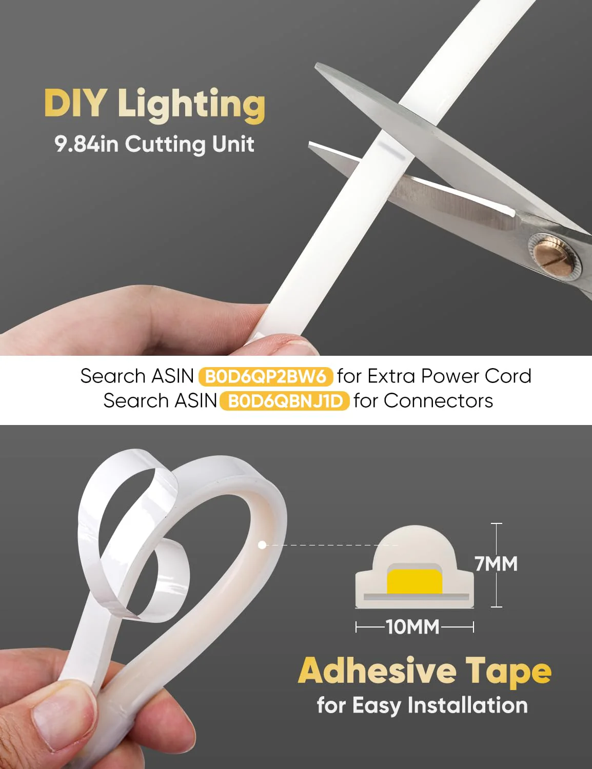 COB Led Neon Rope Lights 16ft 2800K Warm White, 110-120V Outdoor Waterproof Lighting Strip 600lm/m Super Bright, Cuttable and Adhesive, for Roof Bedroom Garden Commercial 16 ft - Image 4
