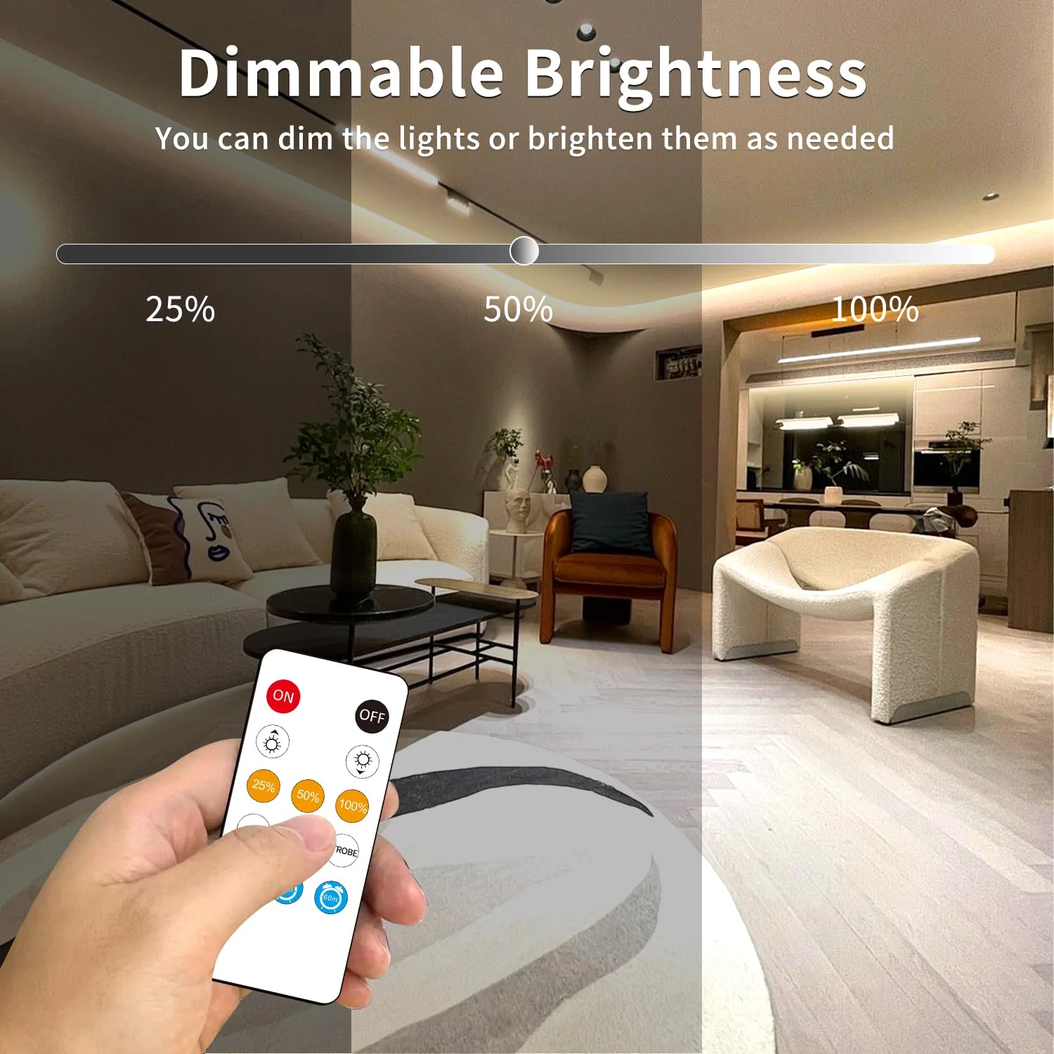 COB LED Strip Lights 32.8ft,3000K DC 24V Dimmable Warm White Flexible LED Rope Lights for Bedroom,with Remote and app Control LED Lights strip for Living Room, Shelf, Cabinet - Image 6