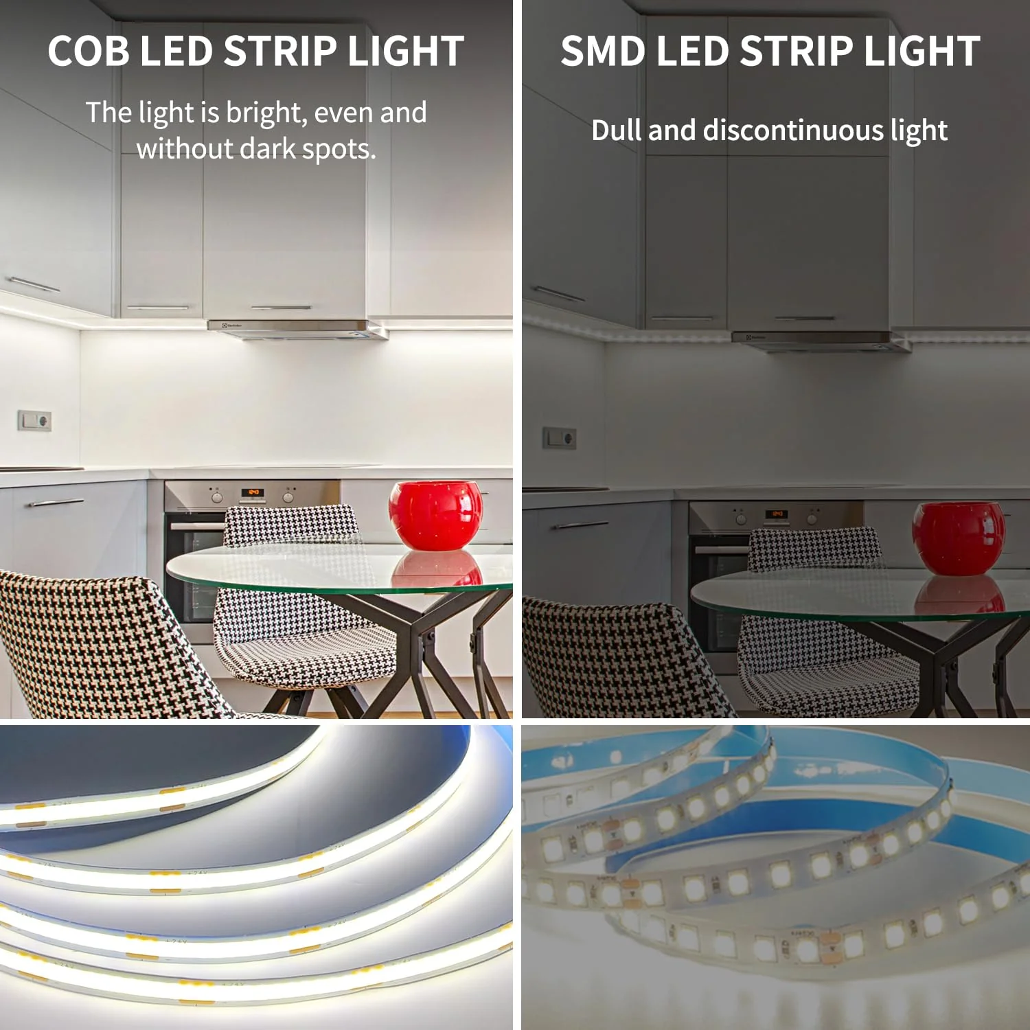 COB LED Strip Lights 50ft,6000K DC 24V Dimmable White Flexible LED Rope Lights for Bedroom,with Remote and app Control LED Lights strip for Living Room, Shelf, Cabinet - Image 2