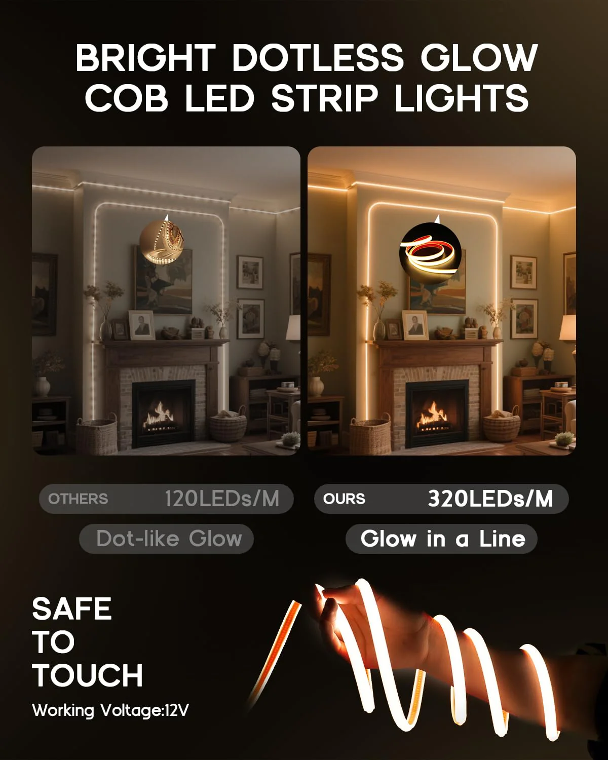 COB LED Strip Lights Daylight White 6000K,12V 16.4ft IP67 Waterproof High CRI 95Ra+ Super Bright,Flexible Boat Lights for Fishing Night Outdoor Bathroom Swimming Pool(Power Supply Not Included) - Image 3