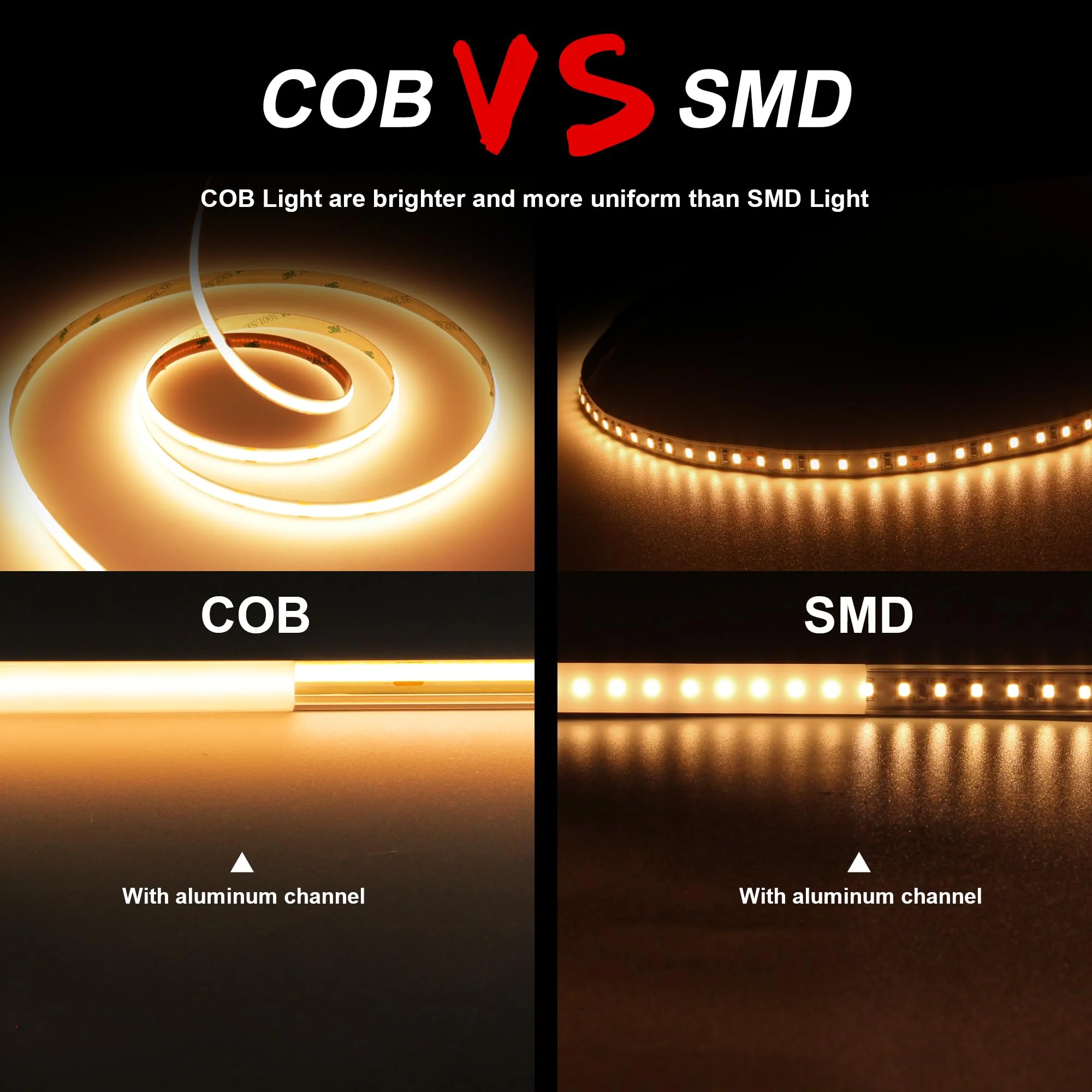COB LED Strip, Warm White LED Strip Lights 32.8ft, 2700K COB LED Light Dimmable LED Strip, CRI92+, 8mm Width, 24V Flexible COB LED Tape Light for TV, Bedroom, Kitchen Cabinet, Closet, Home. - Image 2