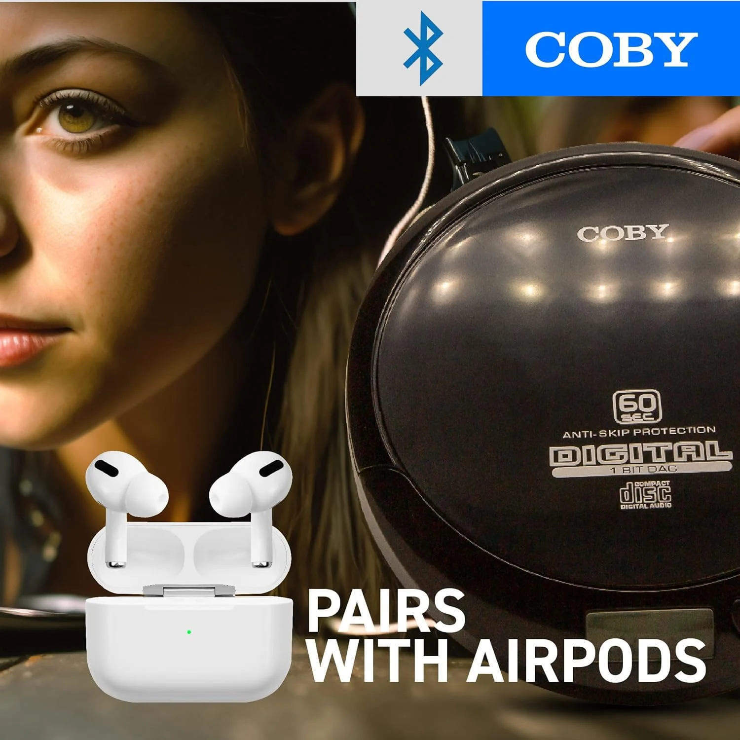 Coby CD Player Portable CD Player with Bluetooth, Earbuds, FM, AUX, MP3 Anti-Skip Compact Discman | Rechargeable, Lightweight CD Player for Car, Home - Image 5