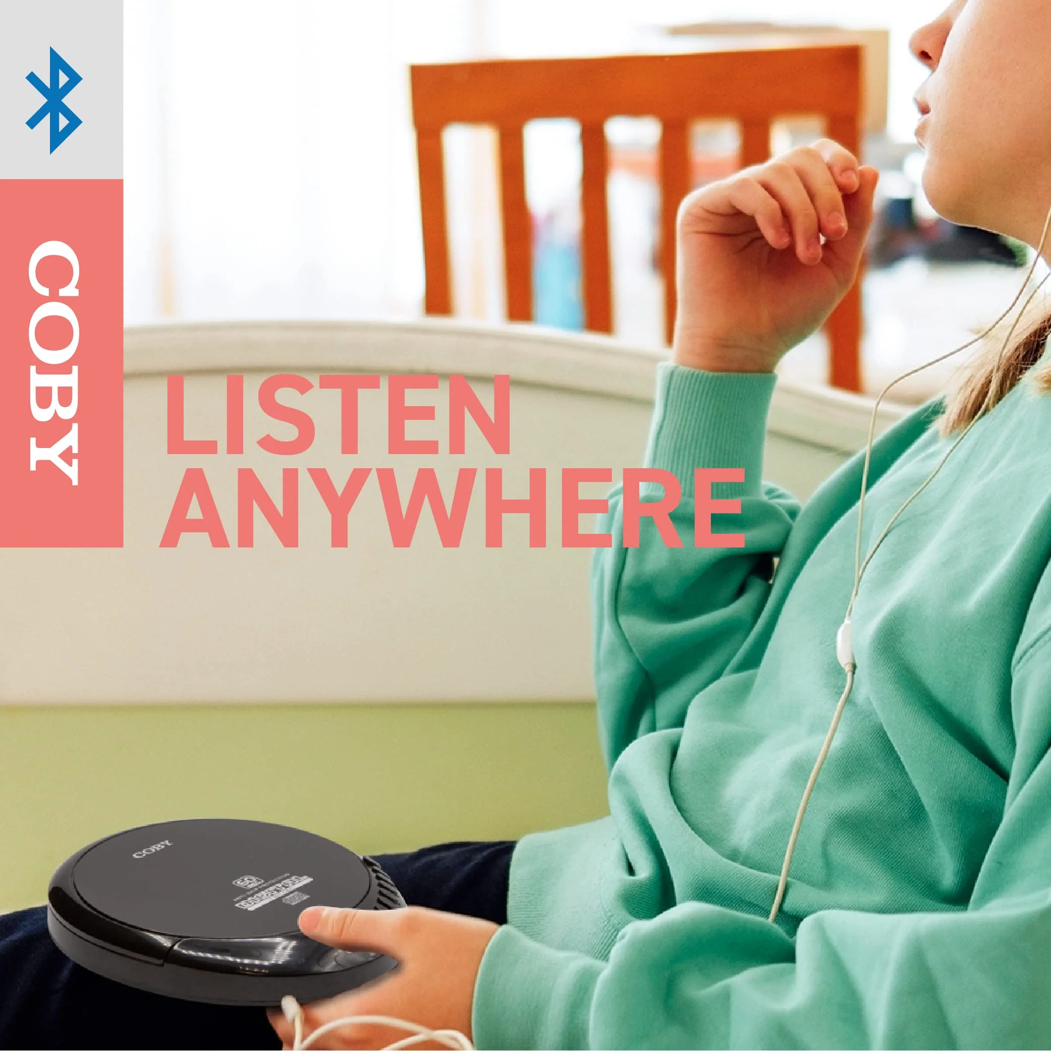 Coby CD Player Portable CD Player with Bluetooth, Earbuds, FM, AUX, MP3 Anti-Skip Compact Discman | Rechargeable, Lightweight CD Player for Car, Home - Image 6